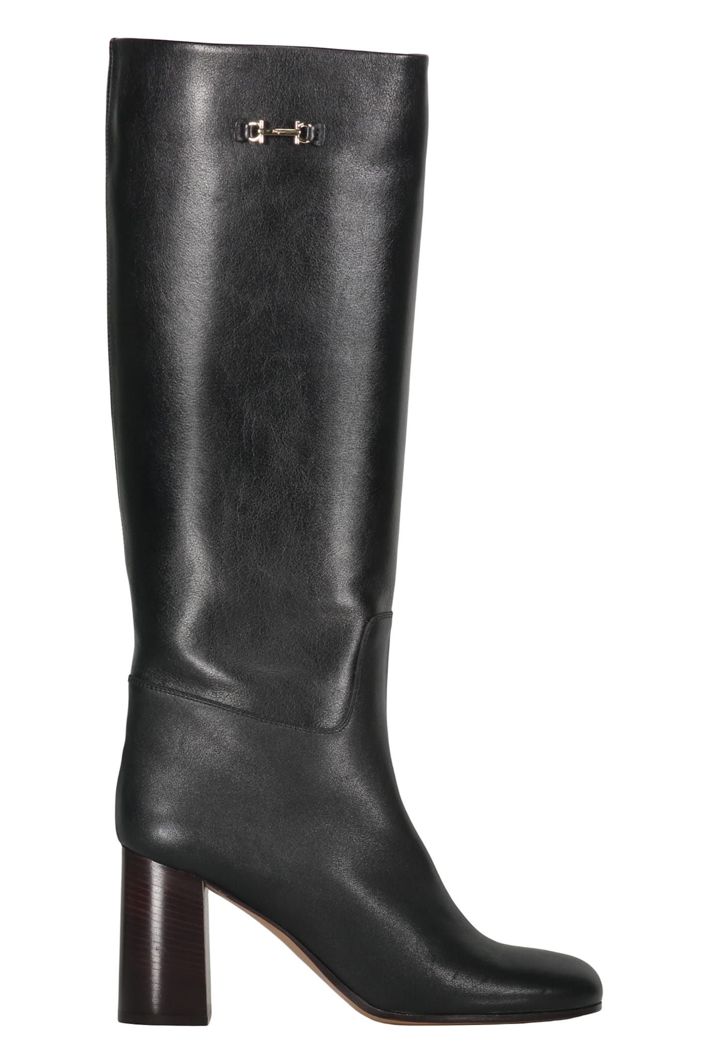 Ferragamo Woman Boot Black Size 8 Leather In Black