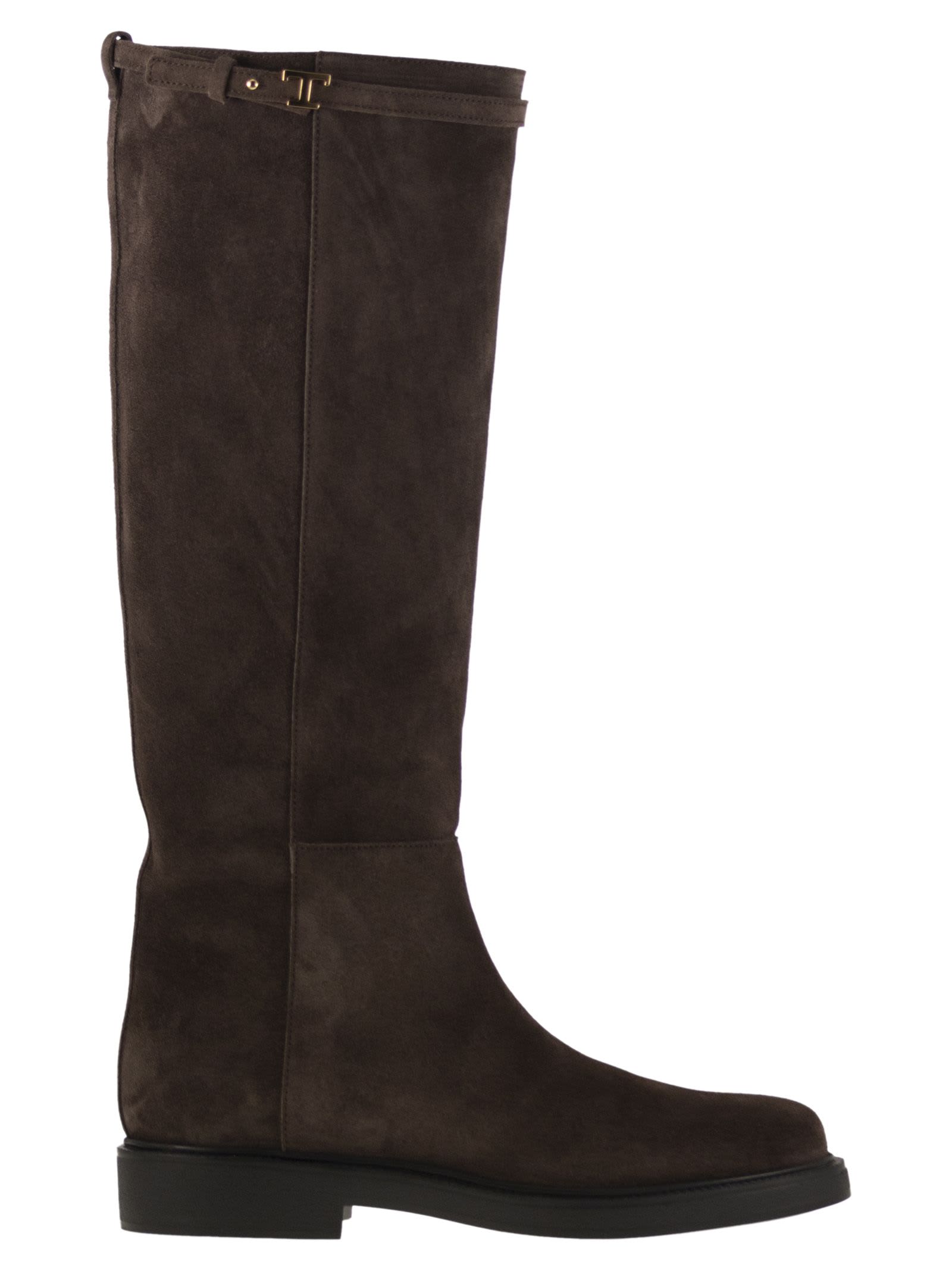 Tod's Suede Leather Boot In Brown