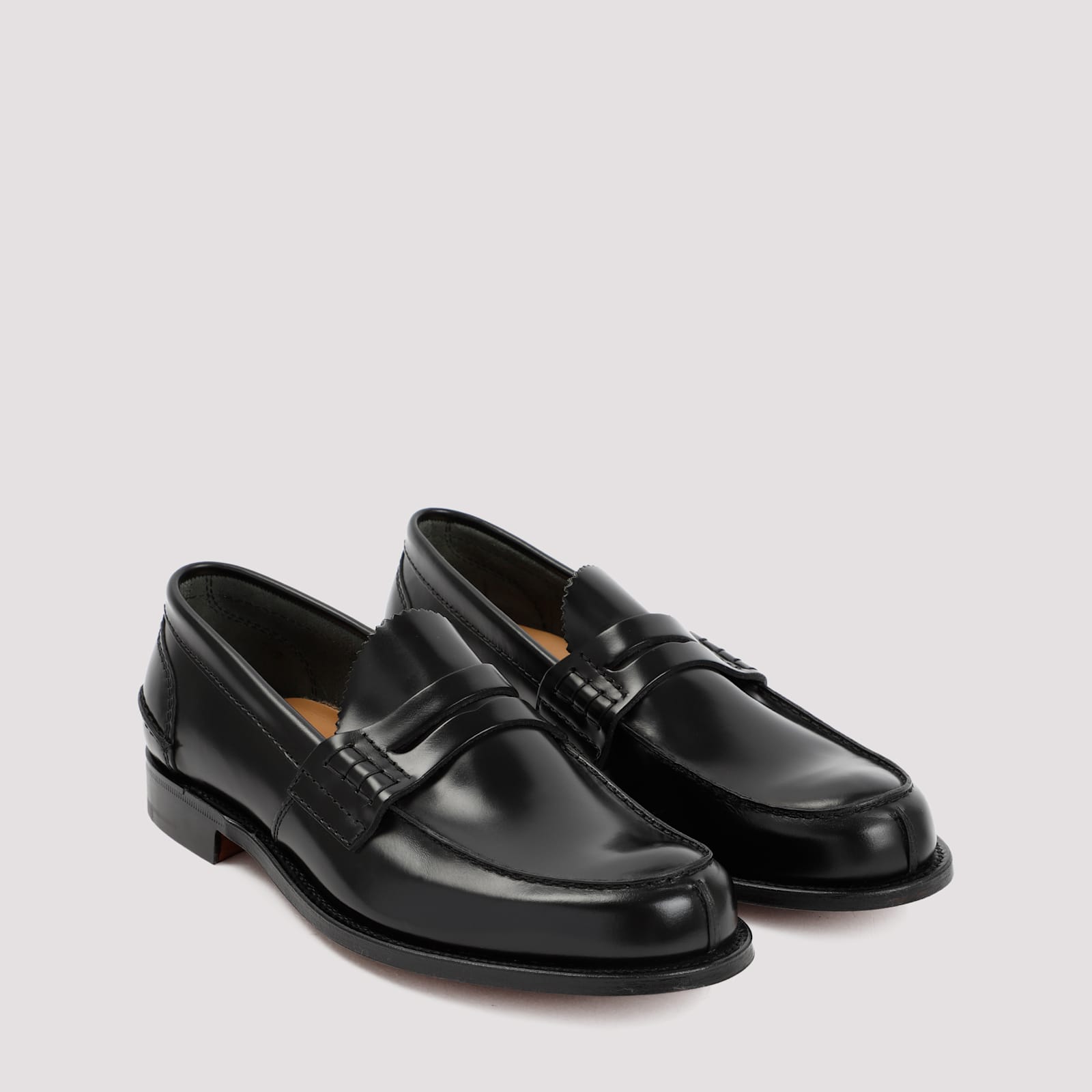 Church's Black Moccasin Flat Shoes With Elegant Detailing For Modern Men In Black