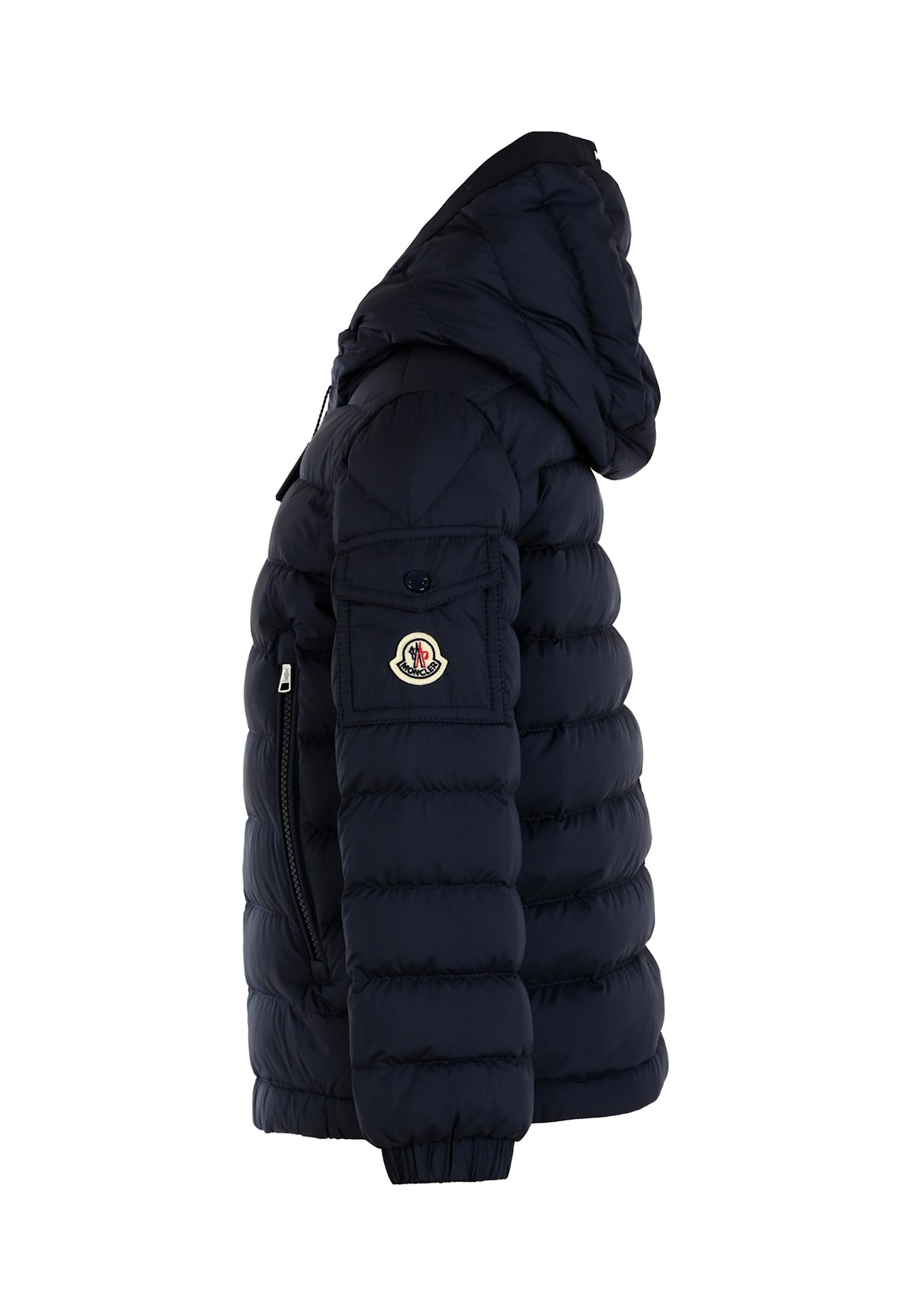 Moncler Blue Galion Down Jacket For Boy With Logo In Blue