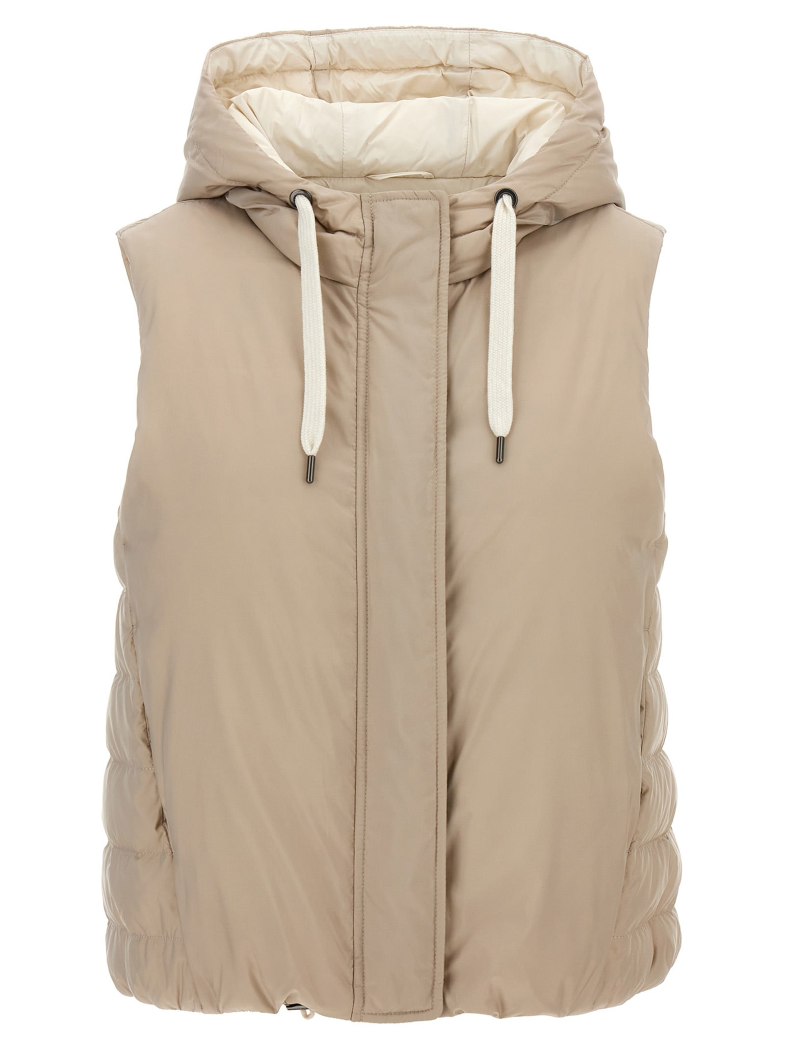 Shop Brunello Cucinelli Hooded Vest In Beige