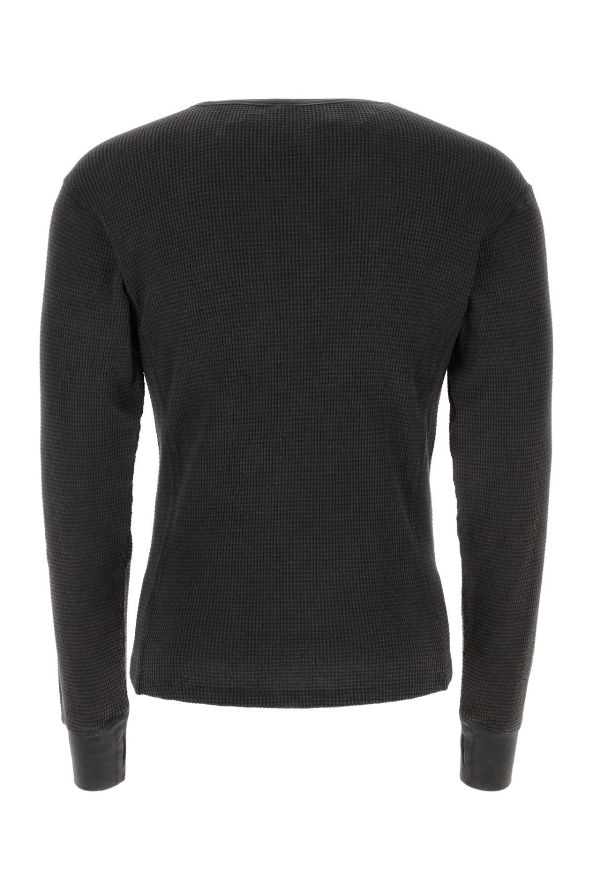 Entire Studios Crew Neck Knit Sweater With Waffle Texture In Black