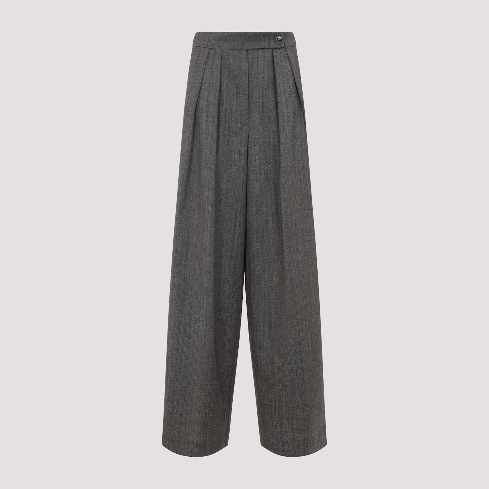 Dries Van Noten High Waist Wide Leg Trousers With Button Detail In Gray