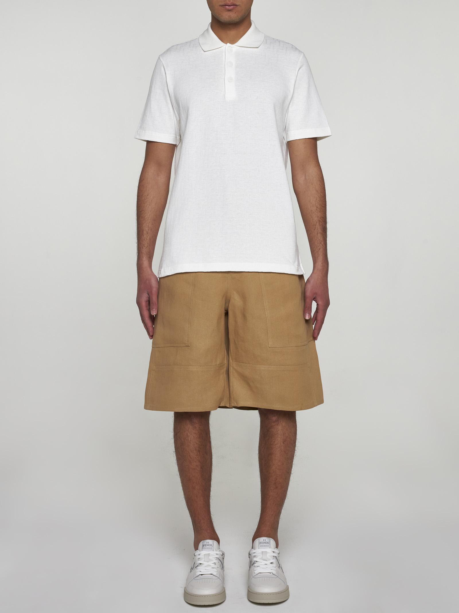 Shop Fendi Ff Pique Cotton Polo Shirt In White