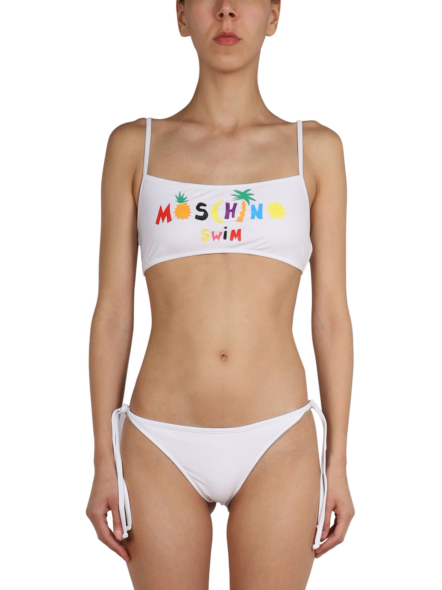 Moschino Bikini Top With Logo Print