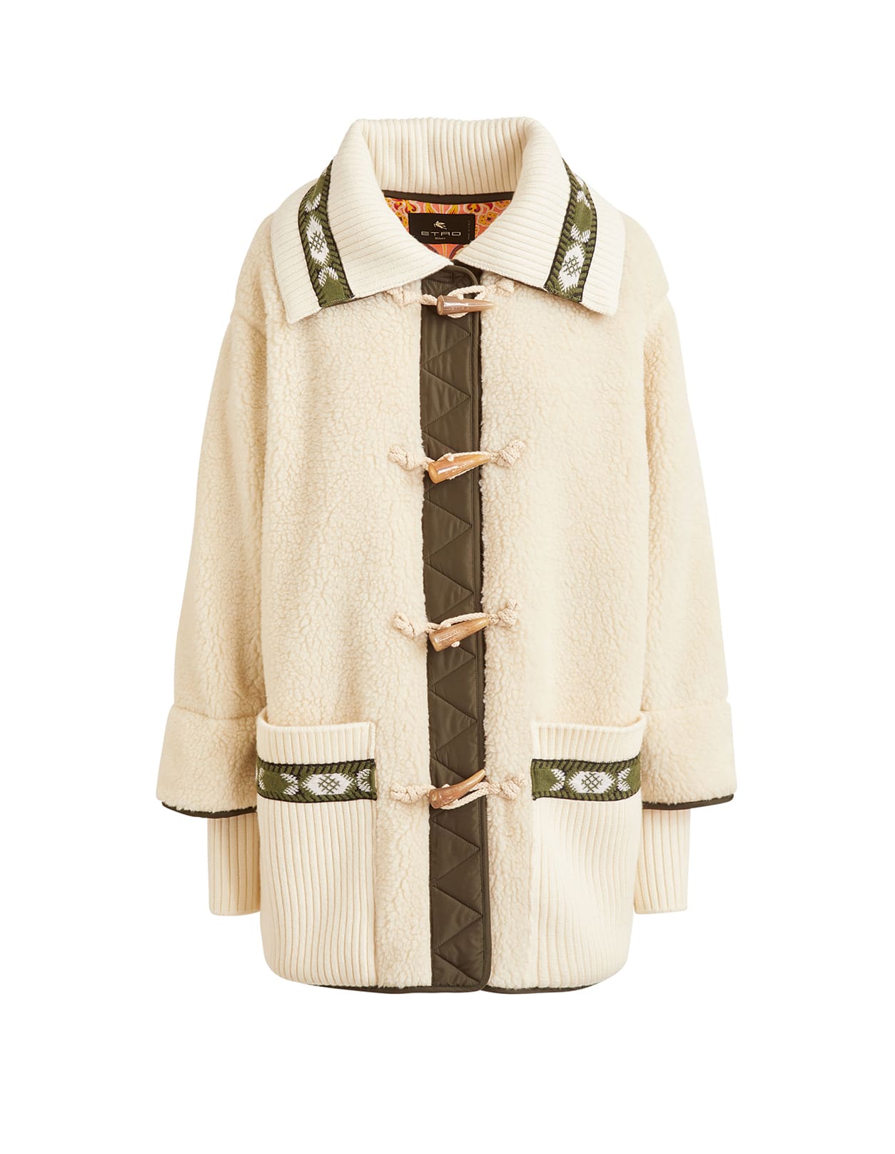 Etro Woman White Coat With Frogs
