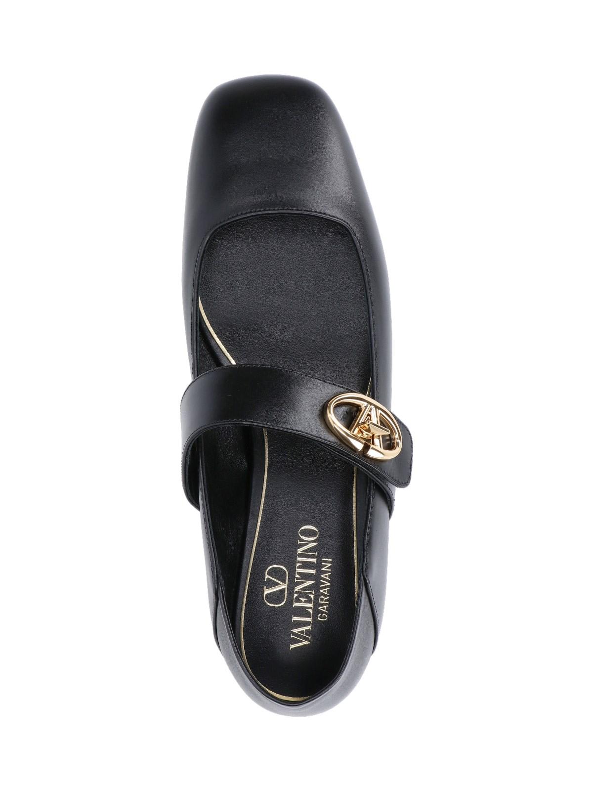 Shop Valentino Mary-jane Vlogo Locker Ballet Flats In Black