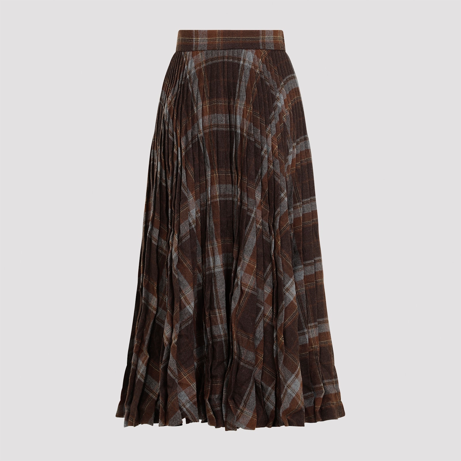 Shop Balenciaga Creased Pleated Skirt In Brown