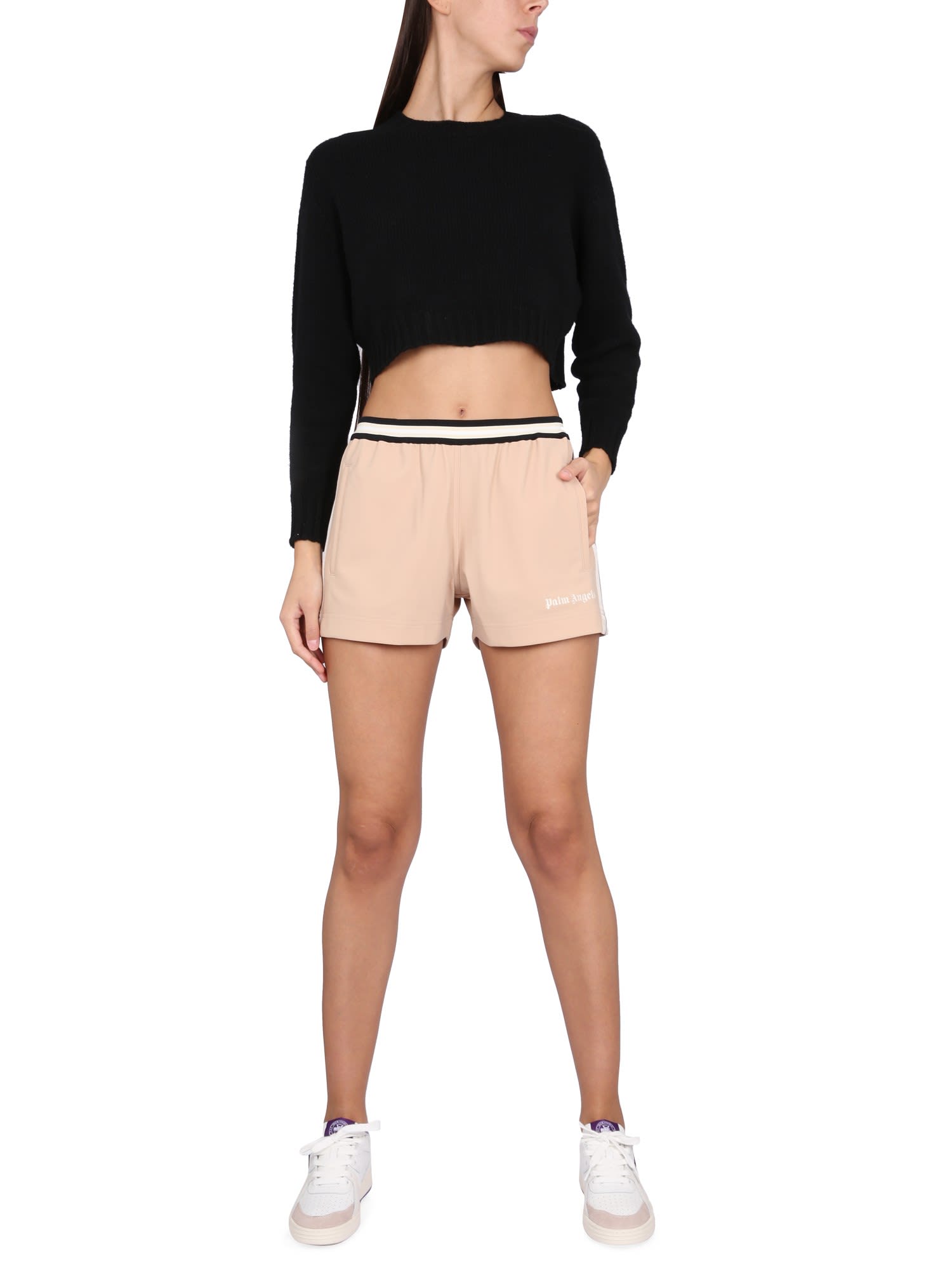 Shop Palm Angels Sports Shorts In Cipria