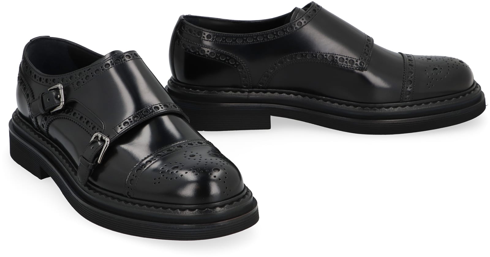 Shop Dolce & Gabbana Leather Monk-strap Shoes In Black