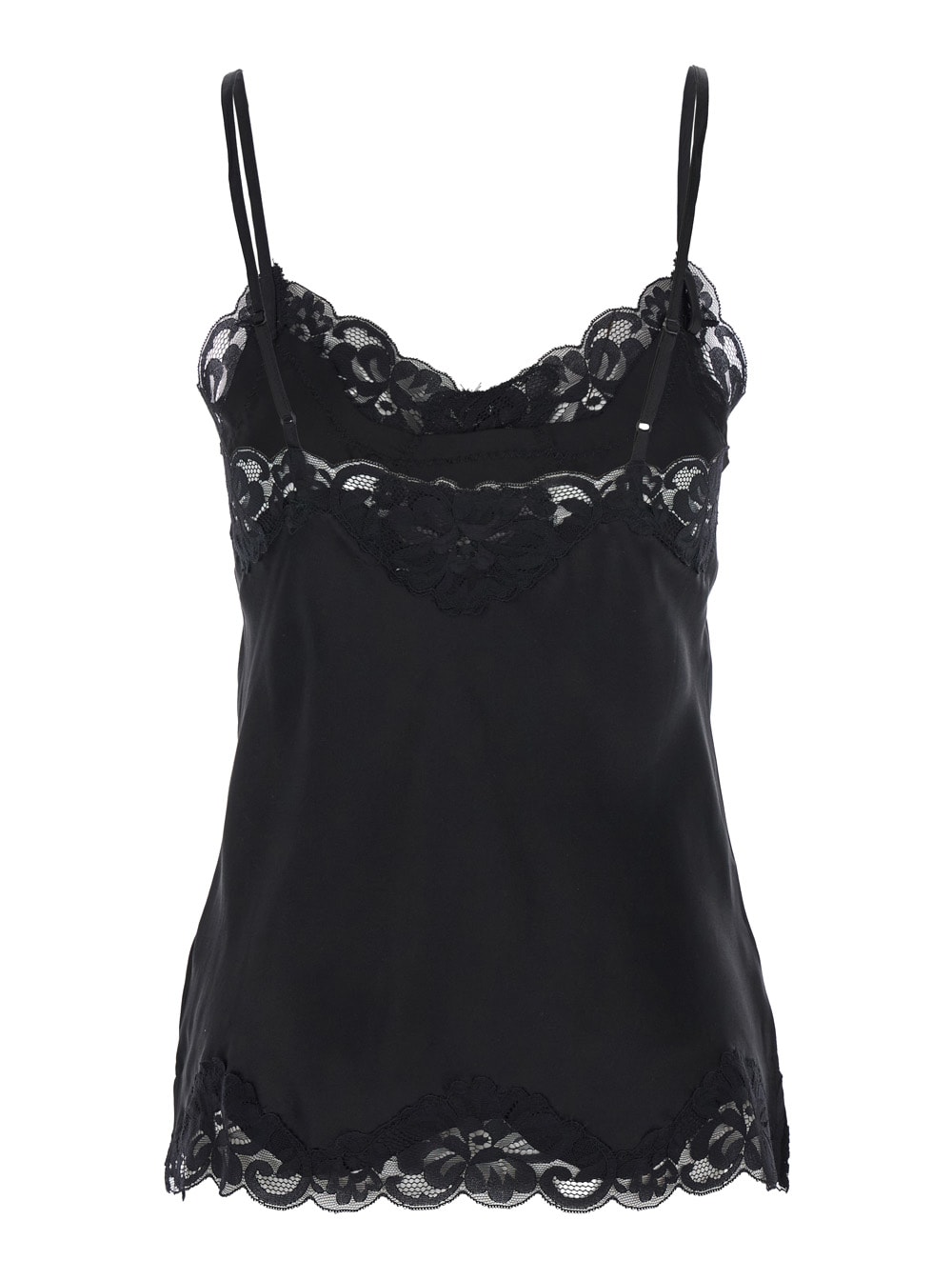Gold Hawk Black Sleeveless Top With Adjustable Spaghetti Straps And Floral Emellishment In Black