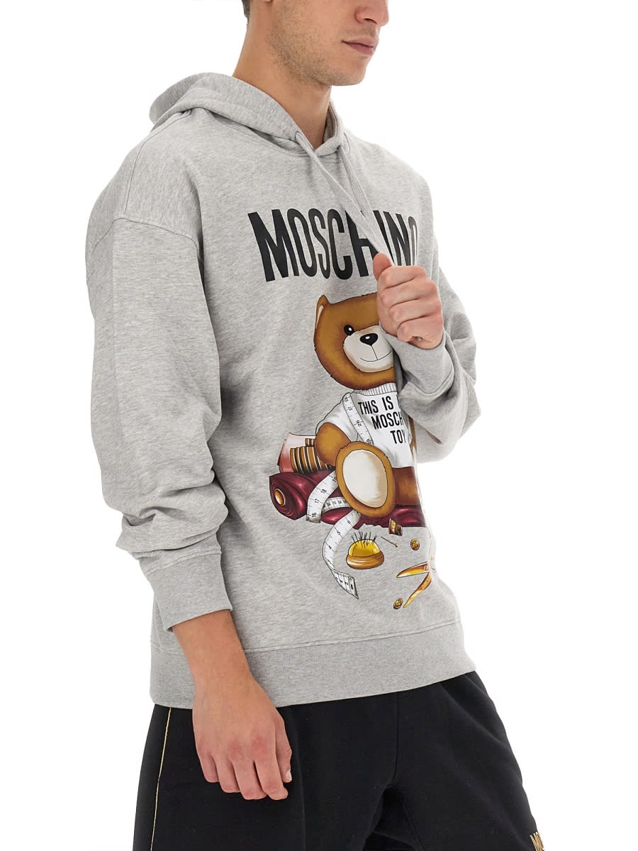 Shop Moschino Teddy Print Sweatshirt In Grey