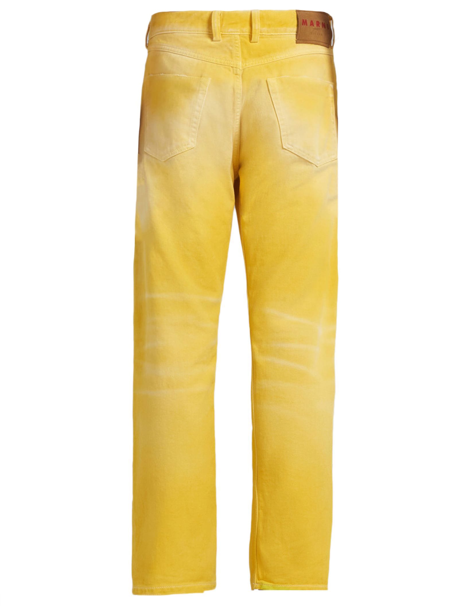 Shop Marni Yellow Cotton Jeans