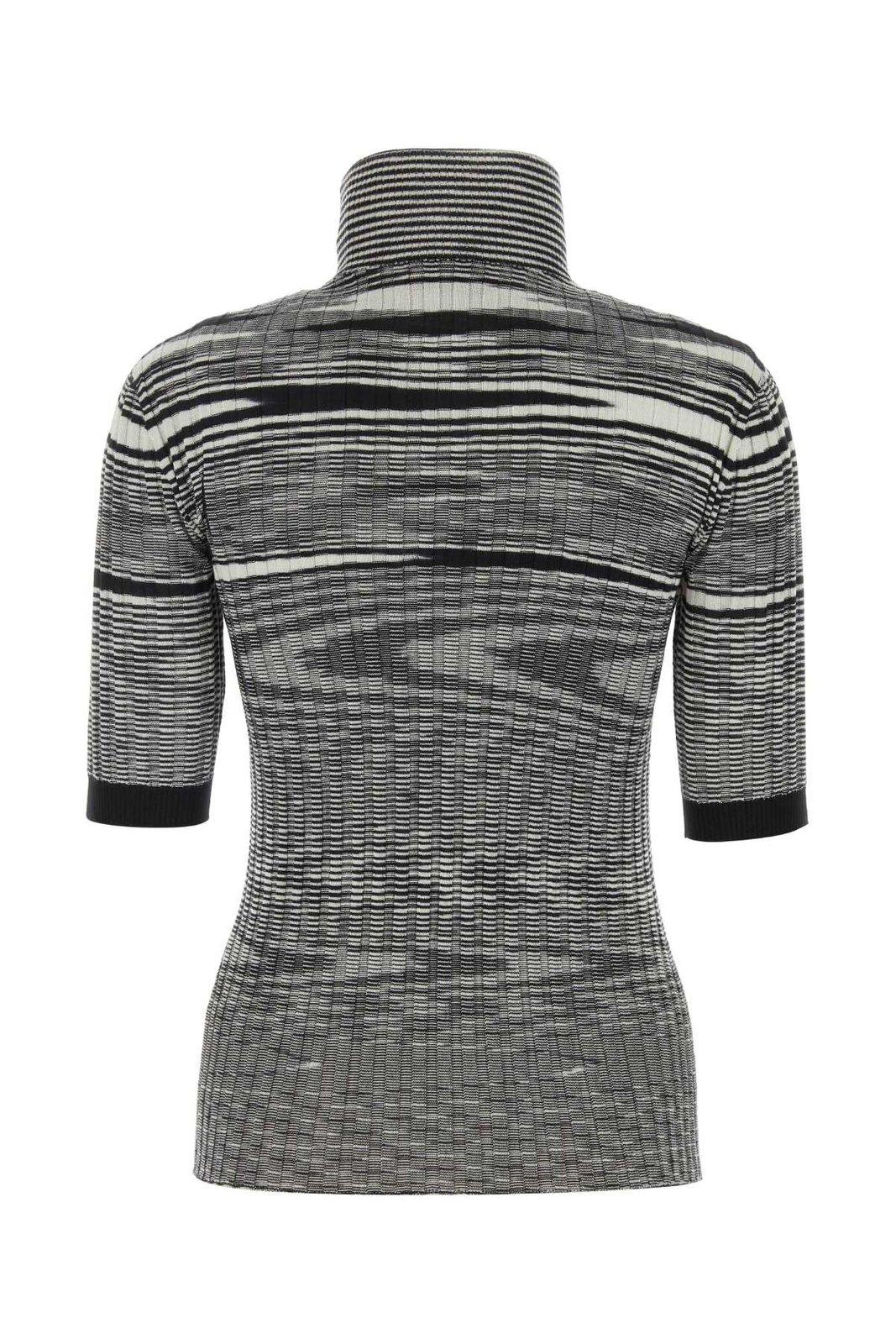 Shop Missoni Turtleneck Short-sleeve Sweater Top In Black