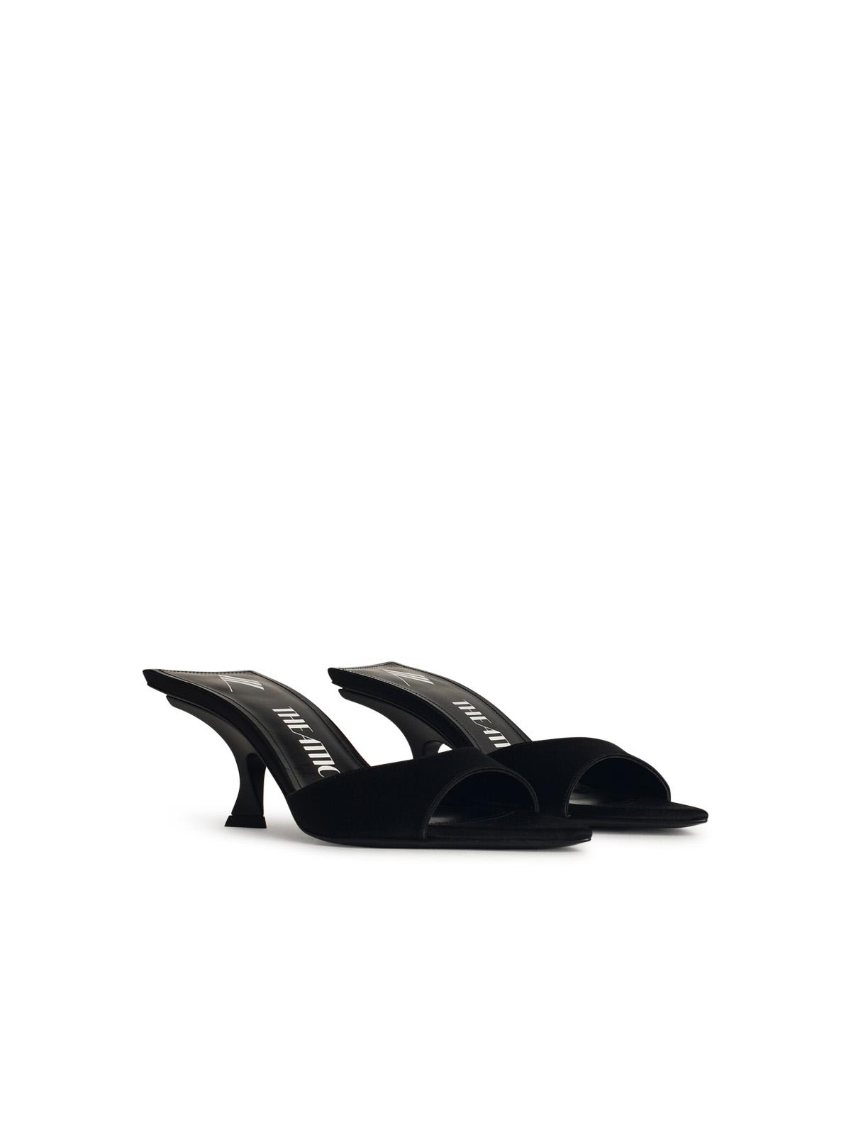 Attico Kitten Heel Open Toe Single Strap Mules In Black