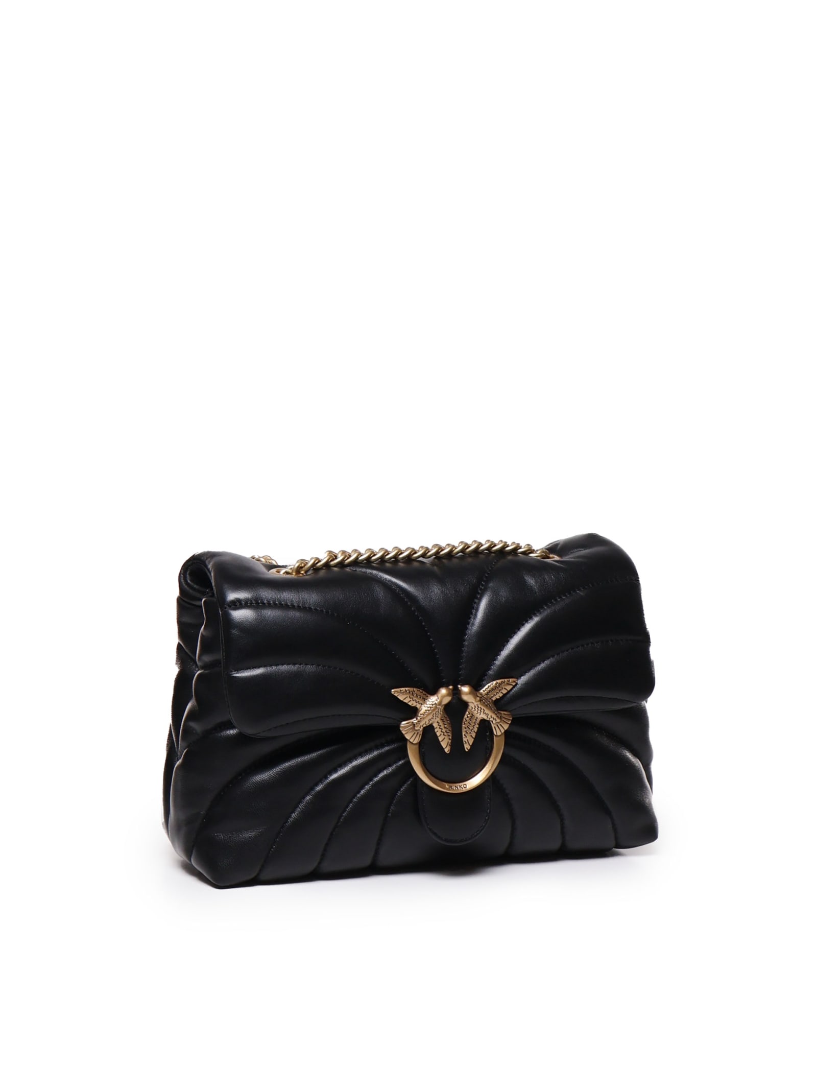 Shop Pinko Classic Love Bag Puff In Nero Antique Gold