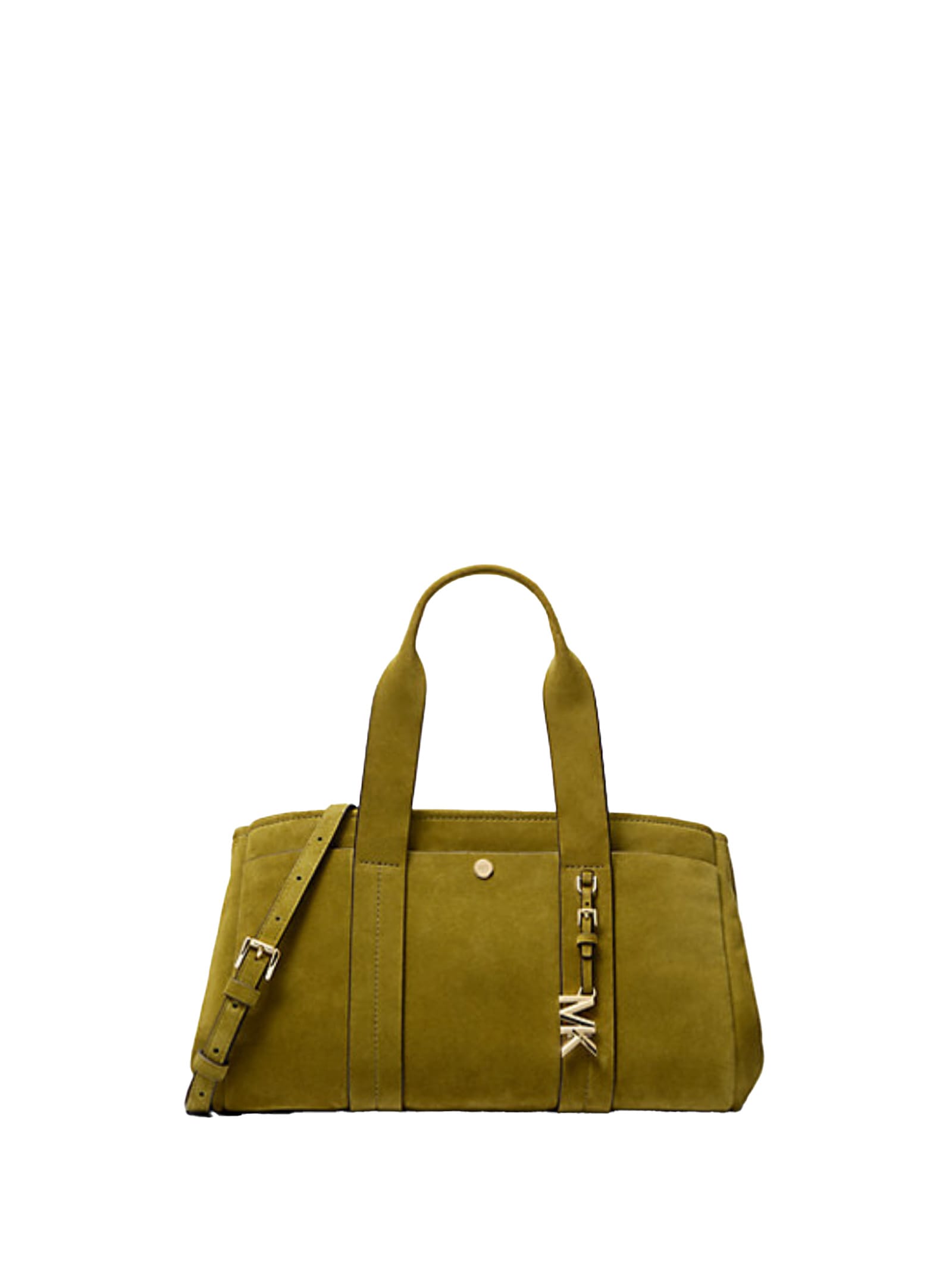 Michael Kors Romee Small Suede Satchel In Green