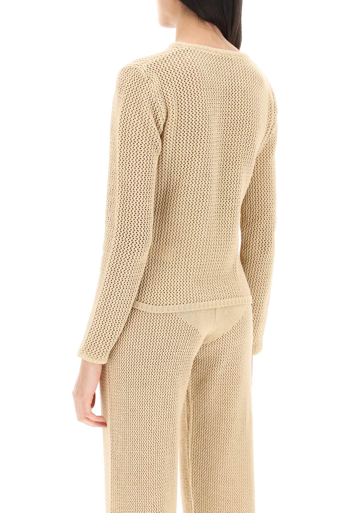 Shop Mvp Wardrobe Cambria Openwork Sweater In Nude (beige)