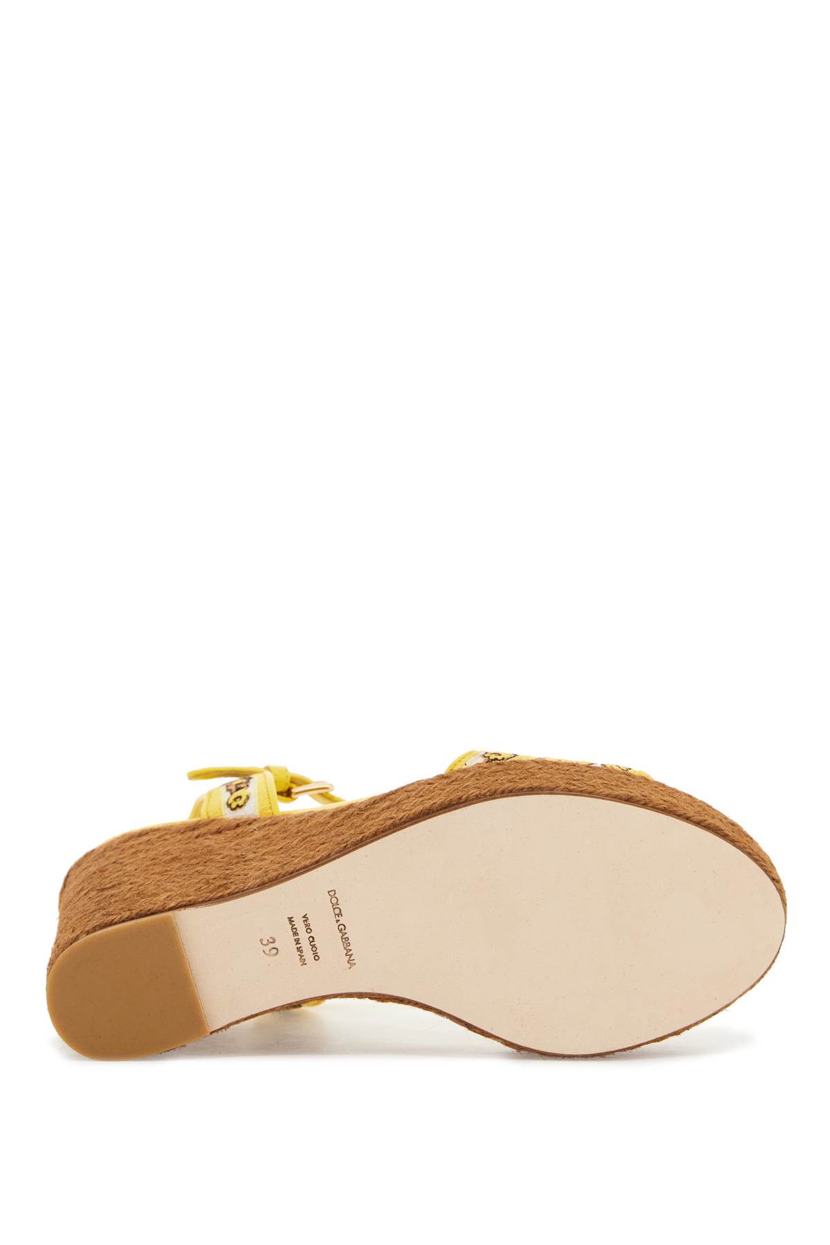 Shop Dolce & Gabbana Maiolica Embroidered Wedge Sandals In Multicolor/sole (yellow)