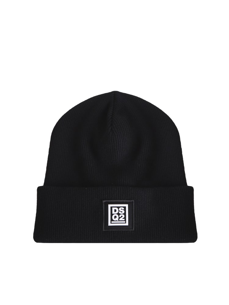 Dsquared2 Wool Beanie With Rubber Logo