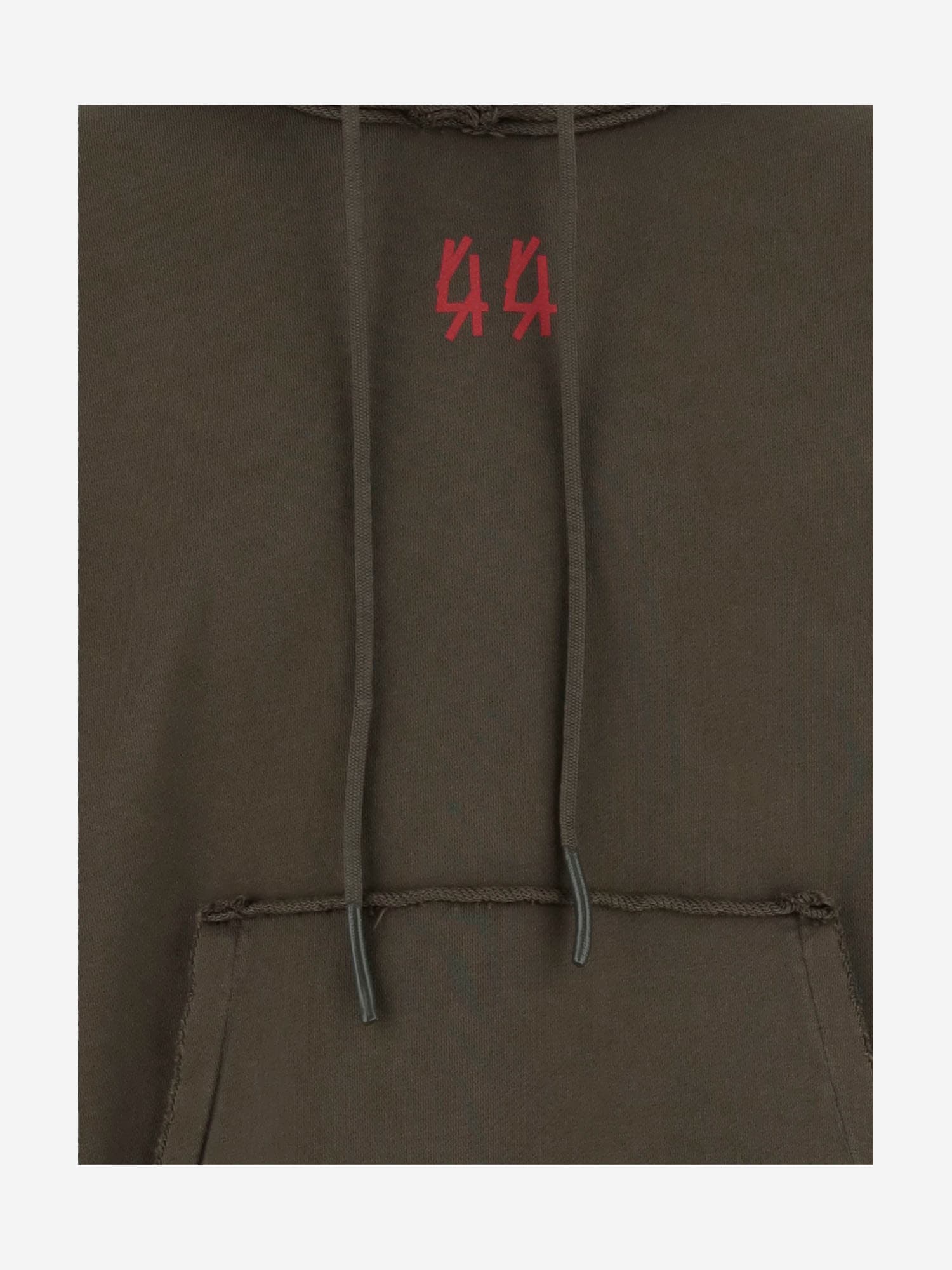 44 Label Group Logo-print Frayed-edge Hoodie In Green