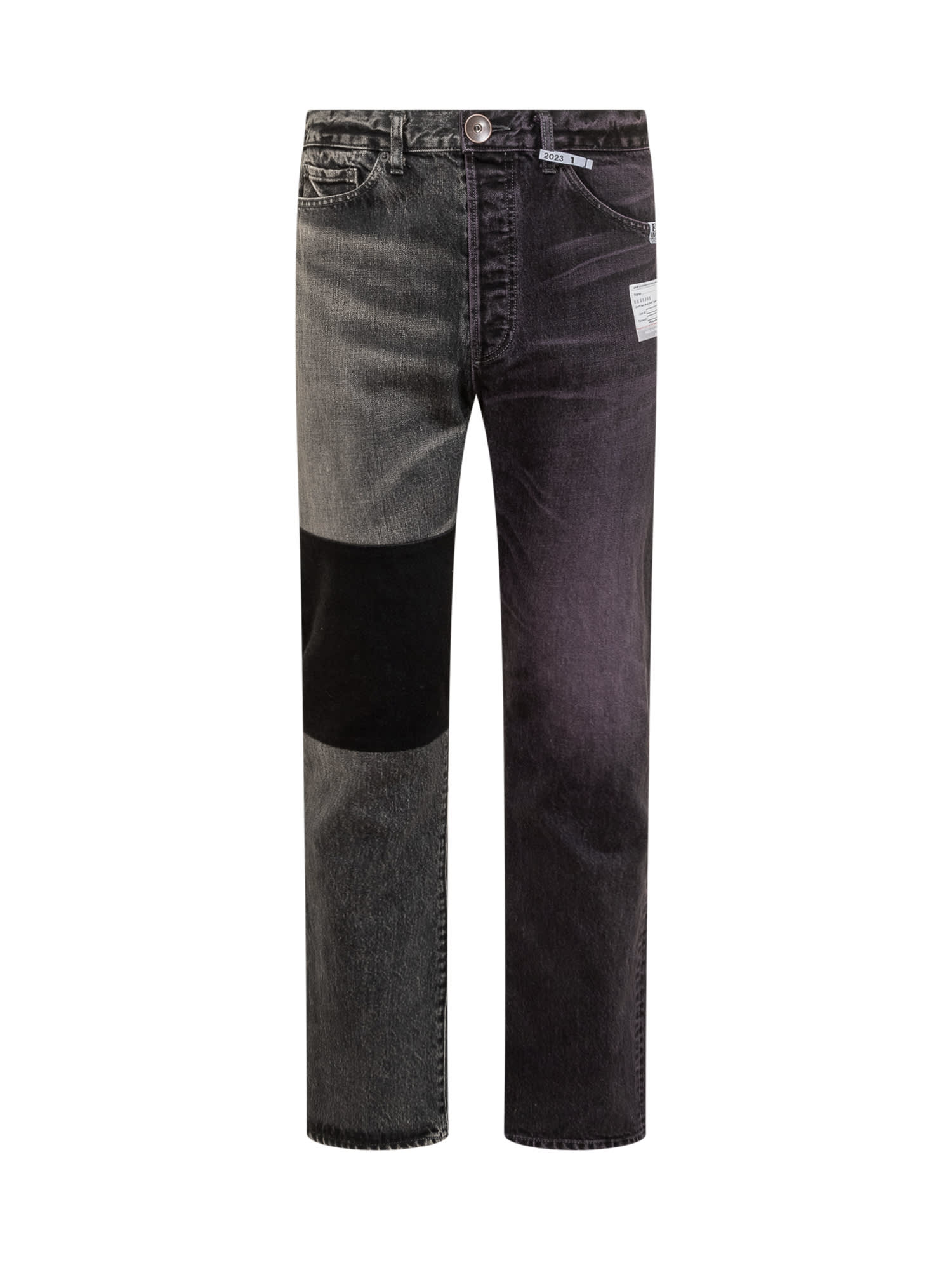 Shop Miharayasuhiro 2 Toned Jeans In Black