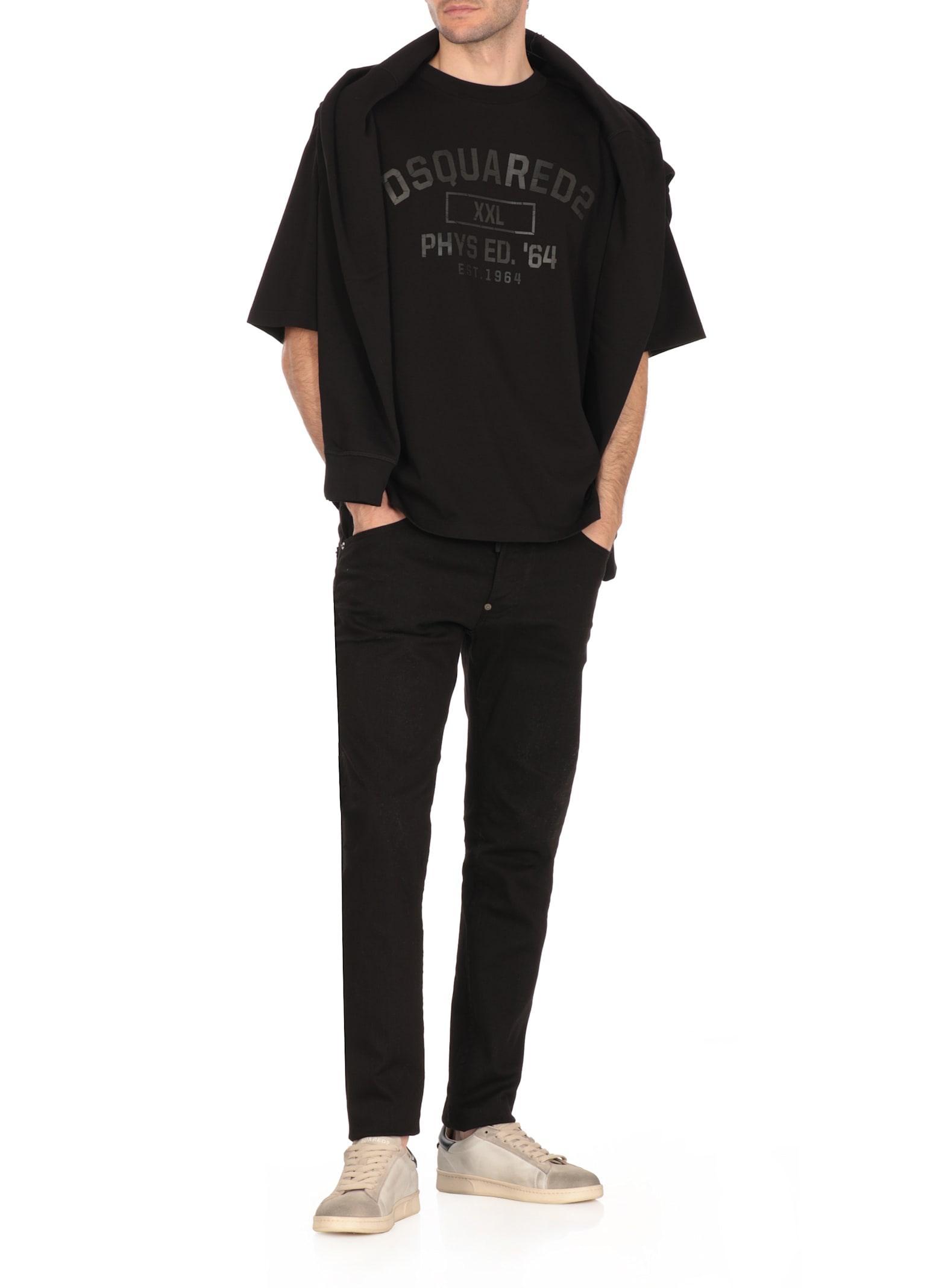 Dsquared2 Physical Education Crew Neck Graphic T-shirt In Black