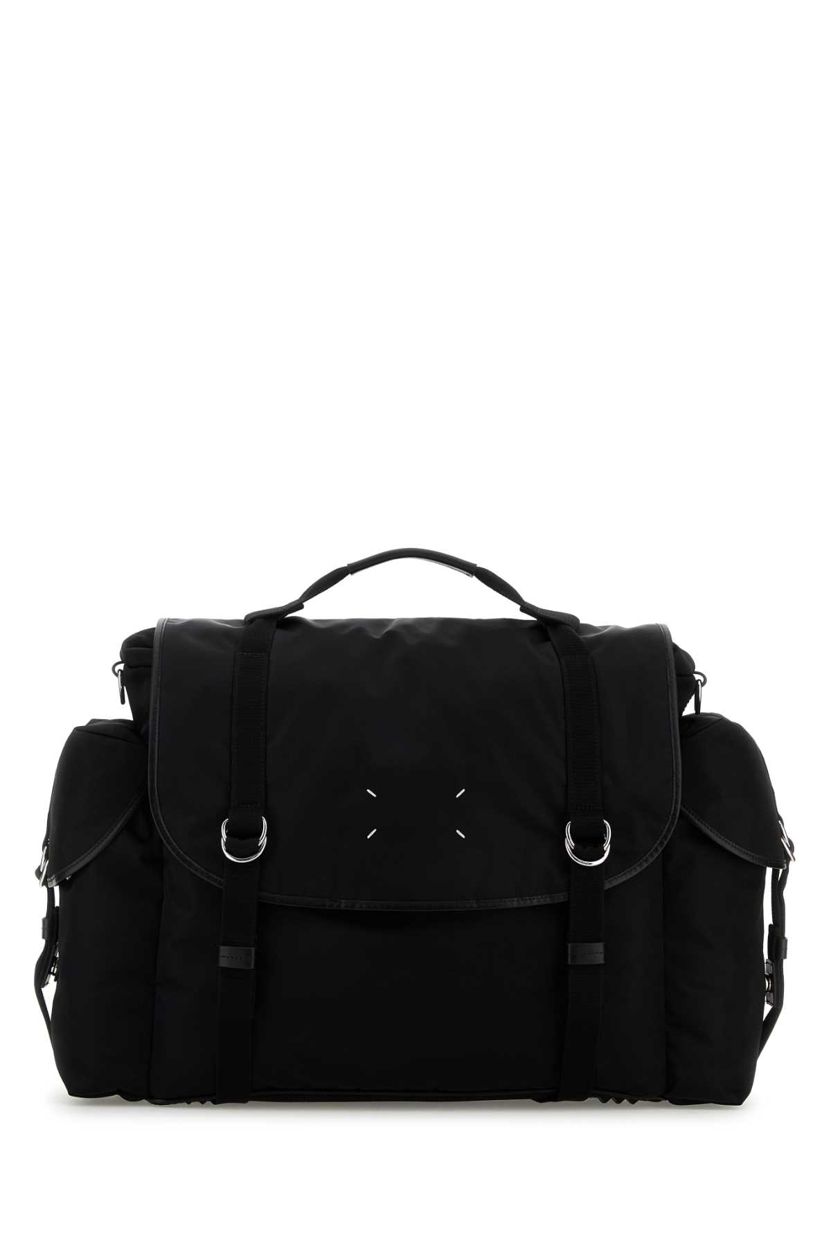Maison Margiela Black Fabric Messenger Travel Bag In Black