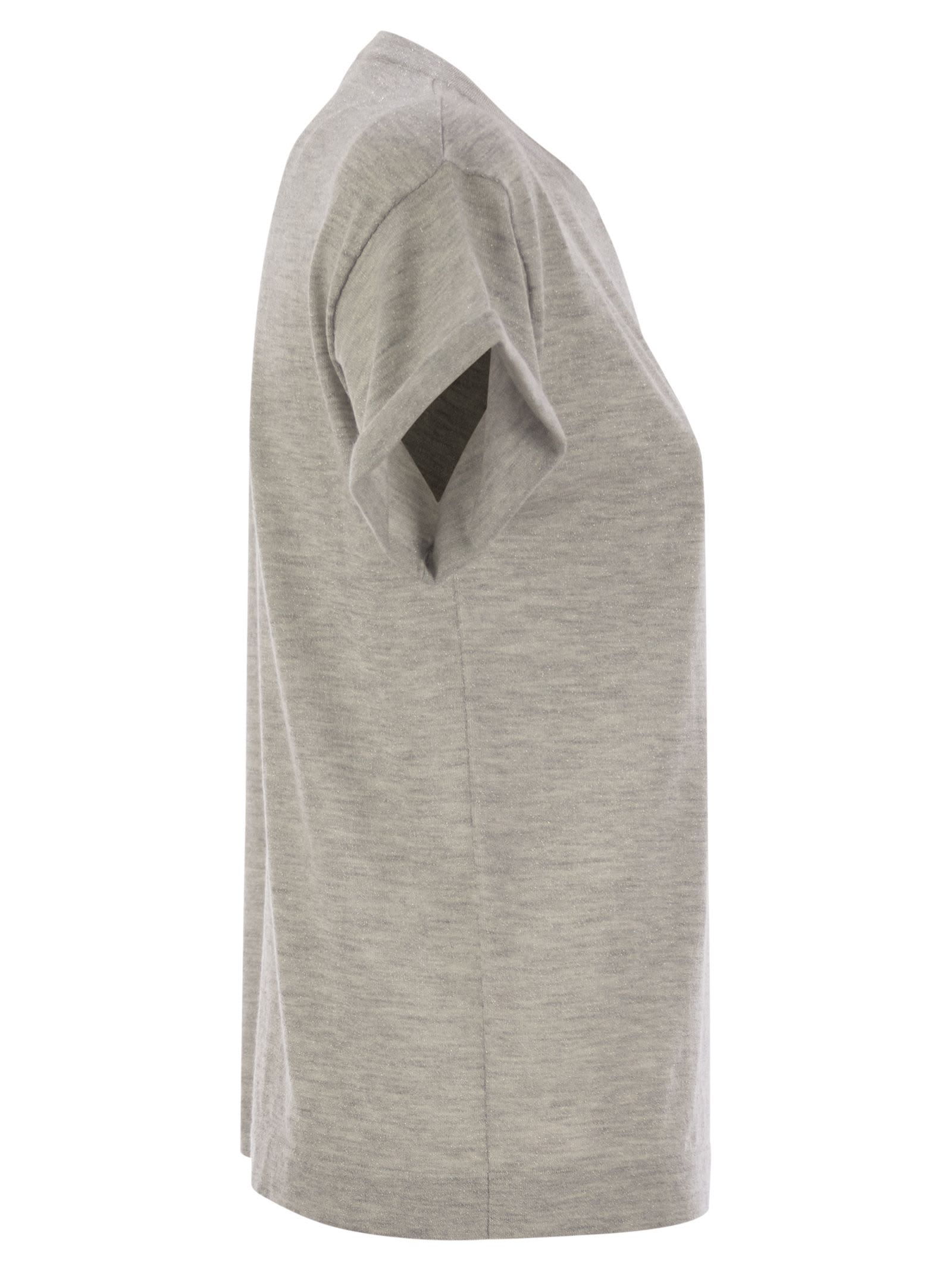 Brunello Cucinelli Sparkling Lightweight Cashmere And Silk Sweater In Ciottolo