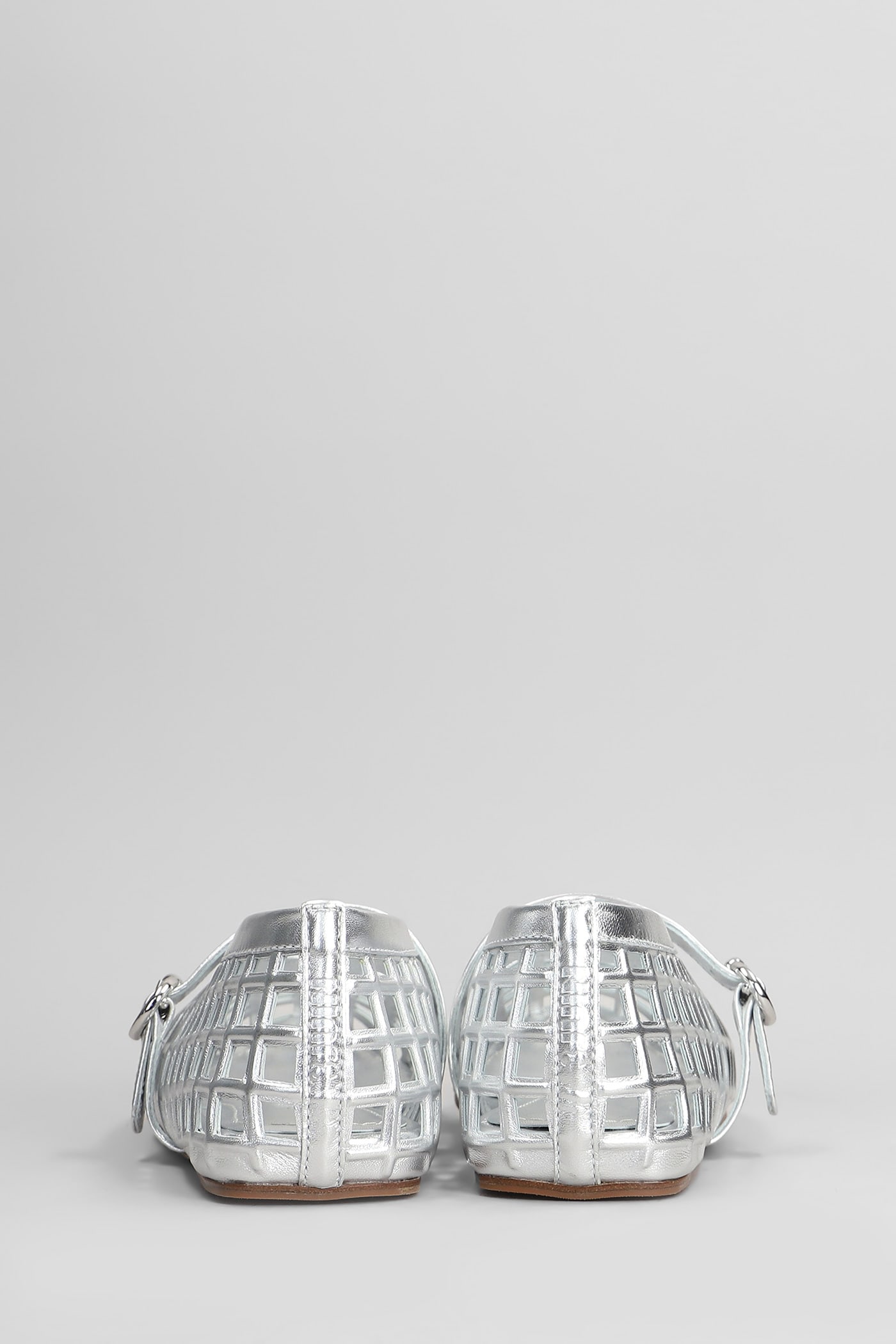 3juin Gwen 005 Ballet Flats In Silver Leather In Silver
