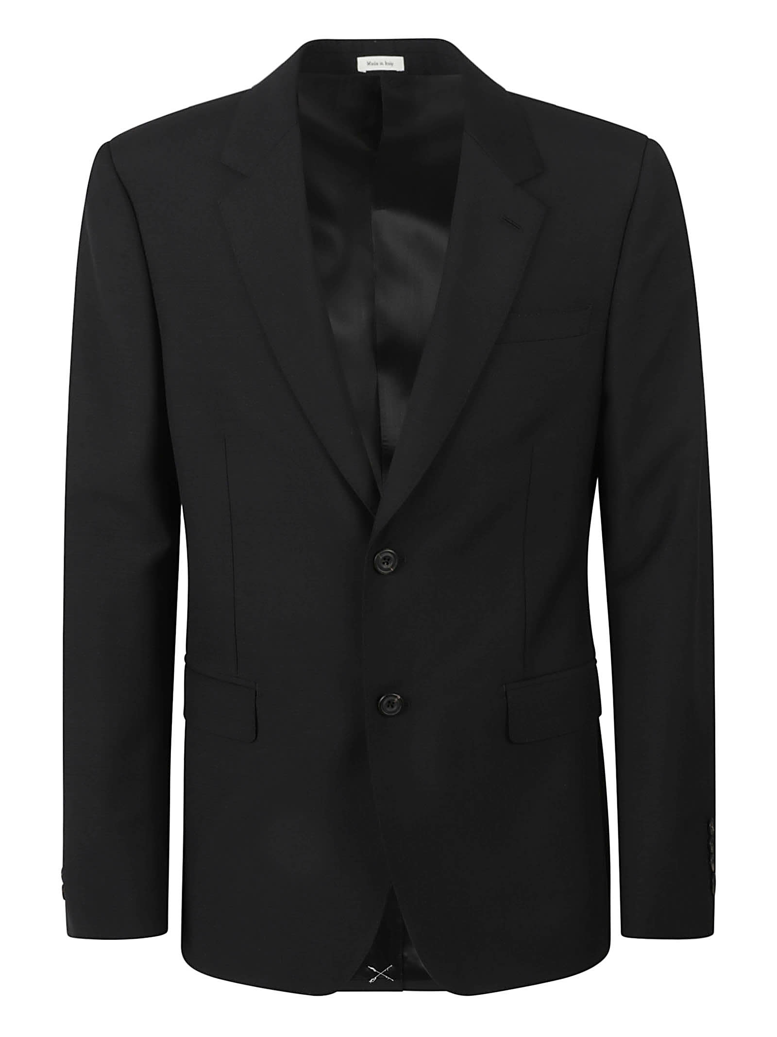 Alexander Mcqueen Regular Fit Plain Blazer In Black