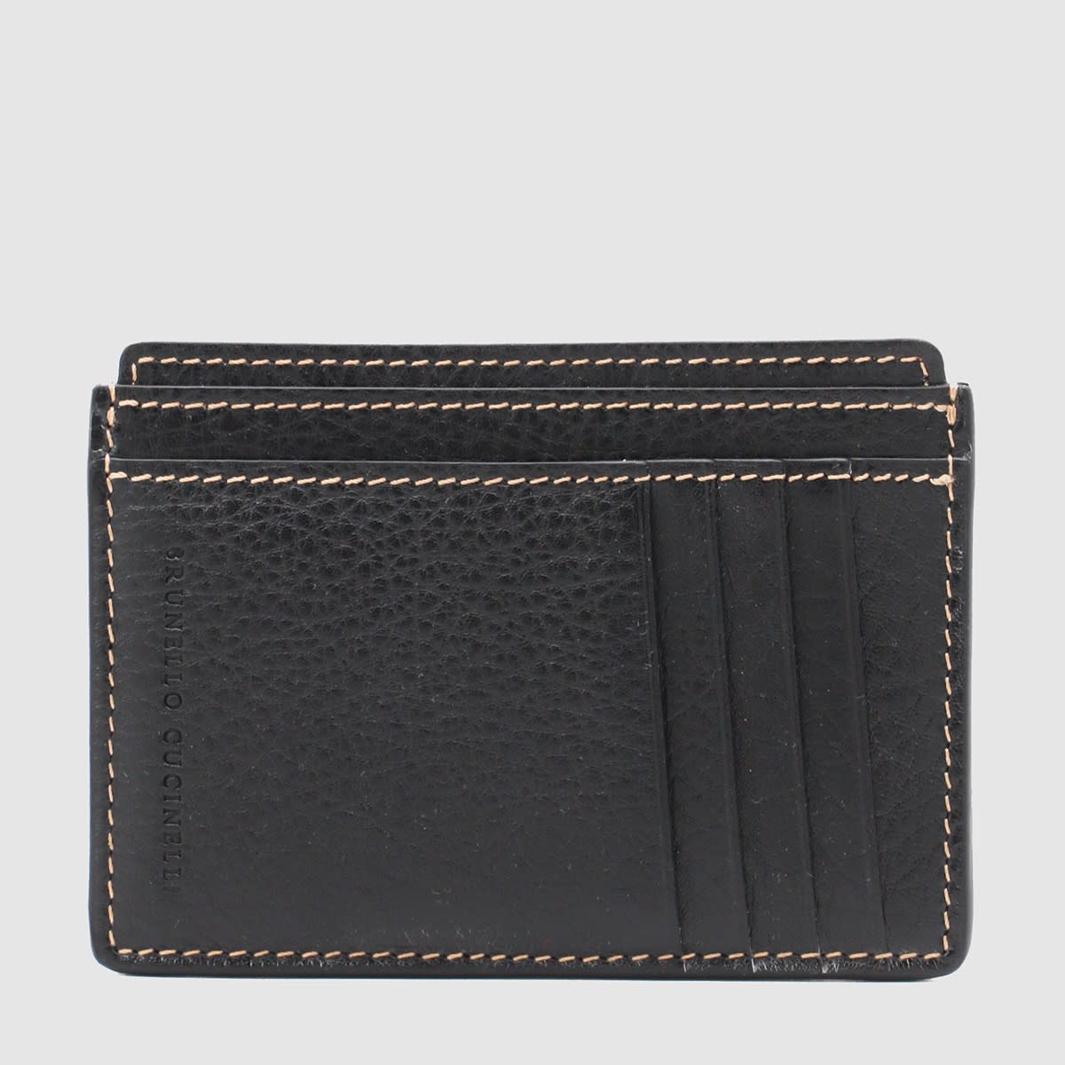 Shop Brunello Cucinelli Black Leather Cardholder