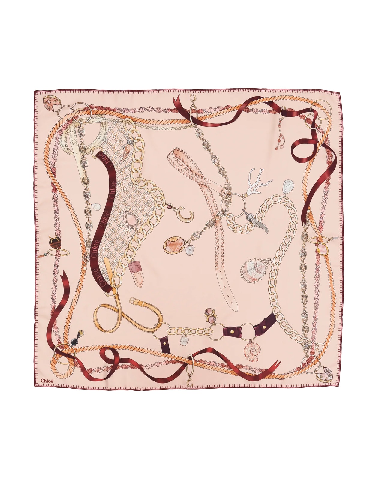 Shop Chloé Smoky Rose Printed Silk Scarf