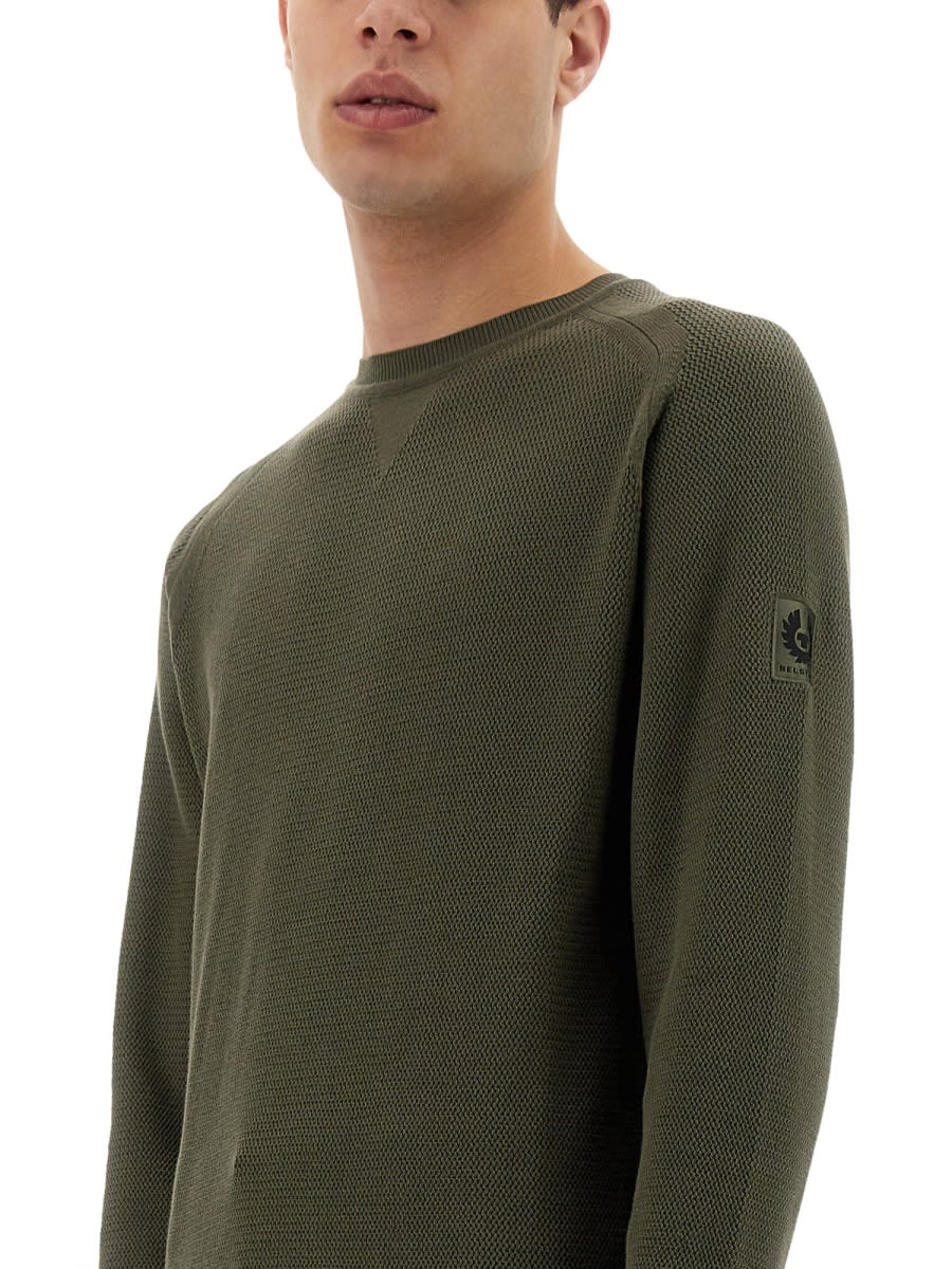 Belstaff Textured Cotton Jersey Sweater In Green