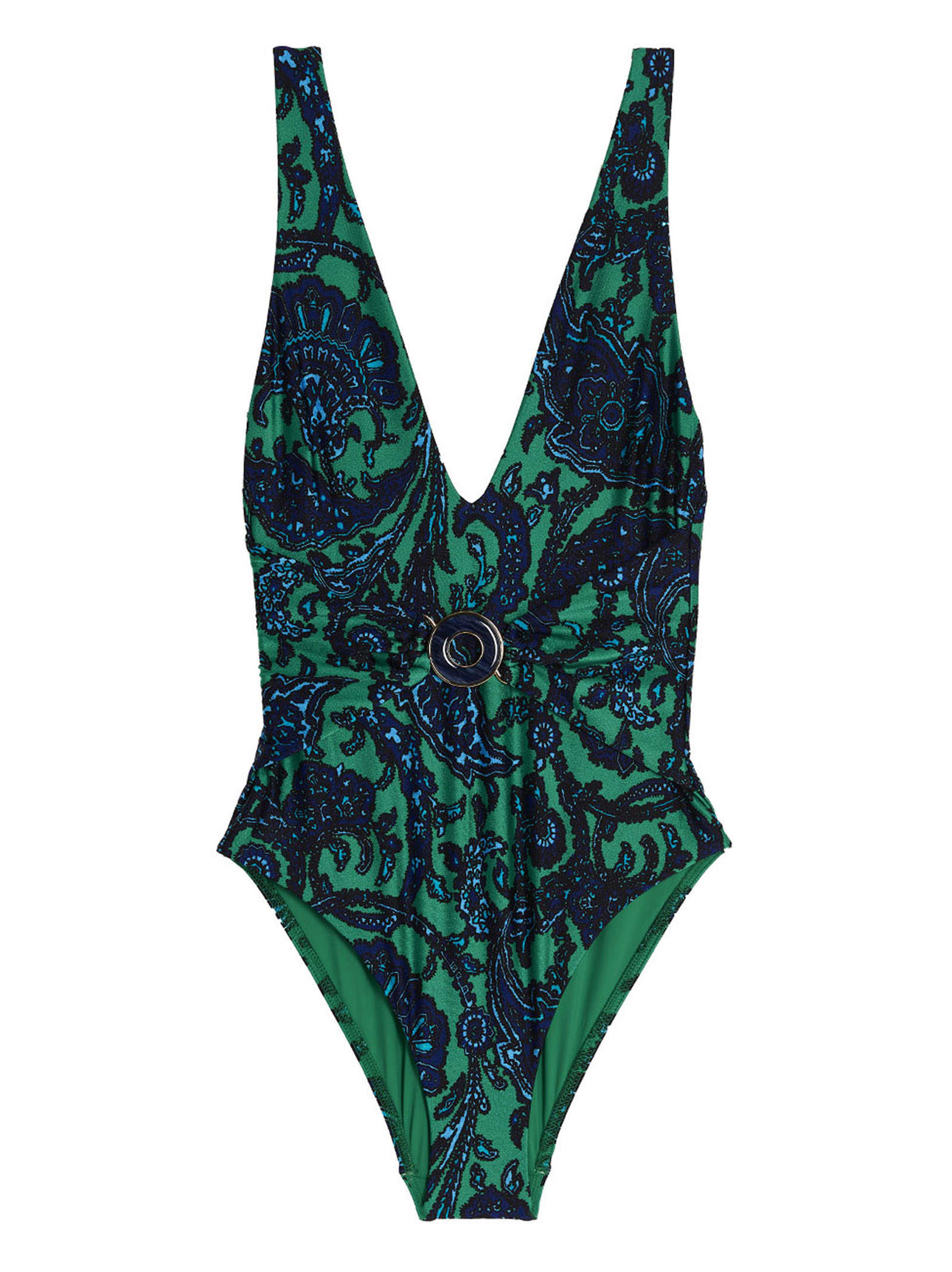 Shop Zimmermann One-piece Swimsuit Tiggy Plunge Circle Link In Multicolor