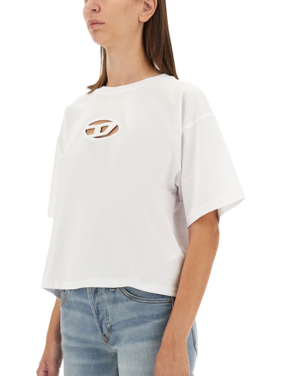 Shop Diesel T-buxt-crop-od Crop T-shirt In White