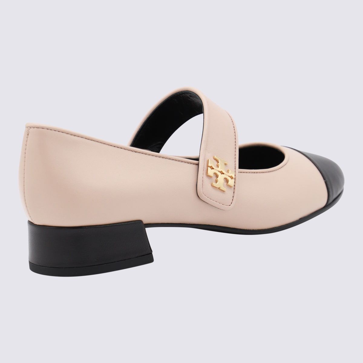 Shop Tory Burch Cap-toe Mary Jane Heel Ballerinas In Rose Pink / Perfect Black