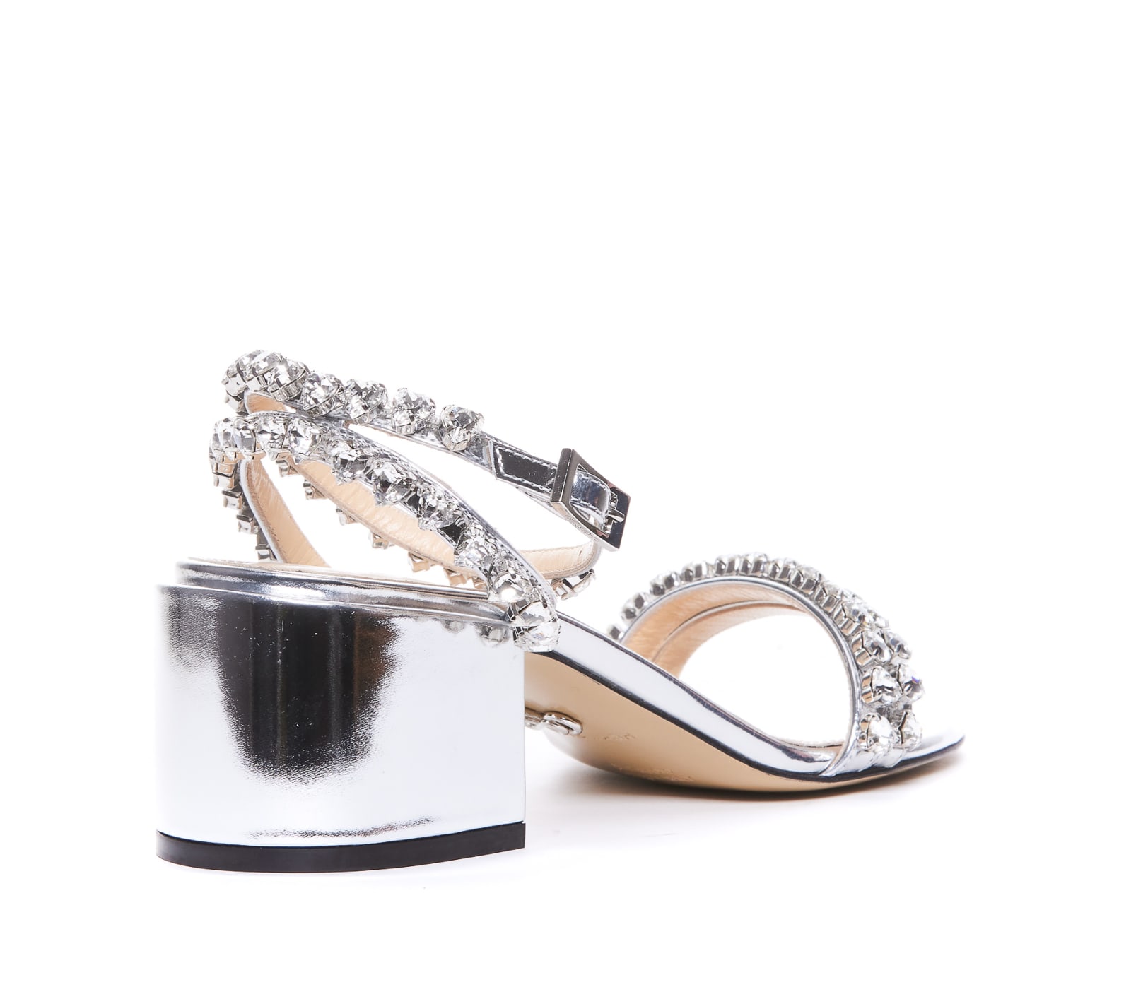 Shop Mach &amp; Mach Audrey Crystal Pump Sandals In Silver