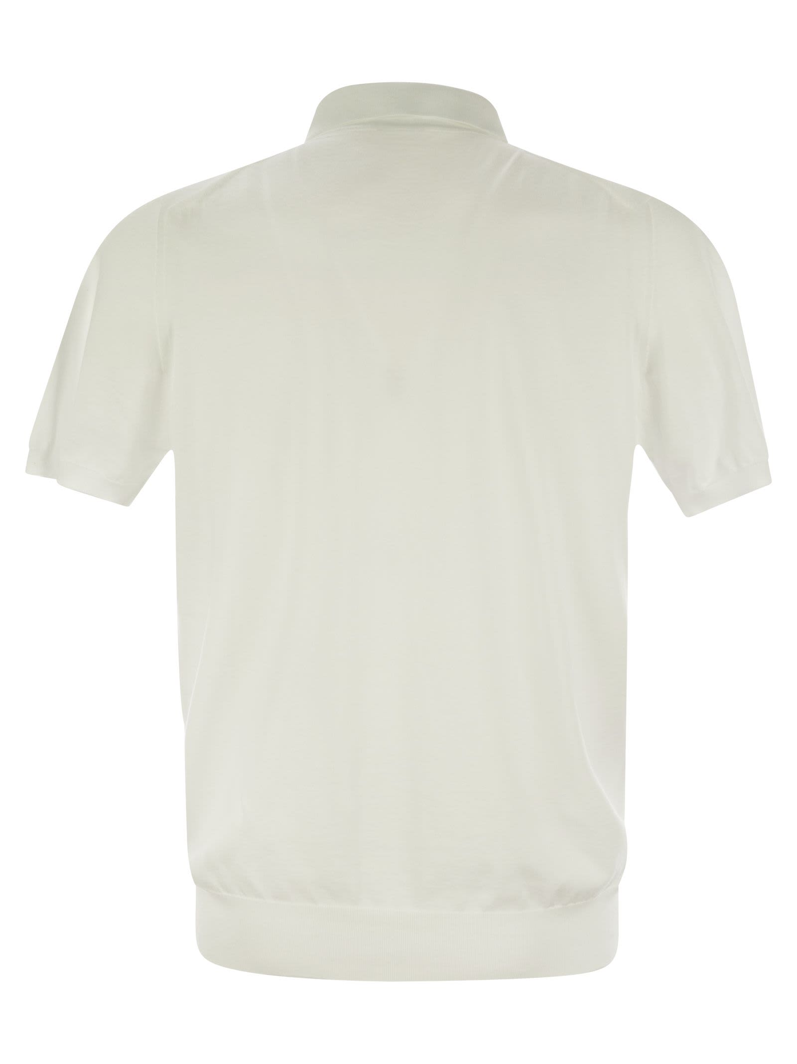 Shop Kiton Short-sleeved Polo-zip In White