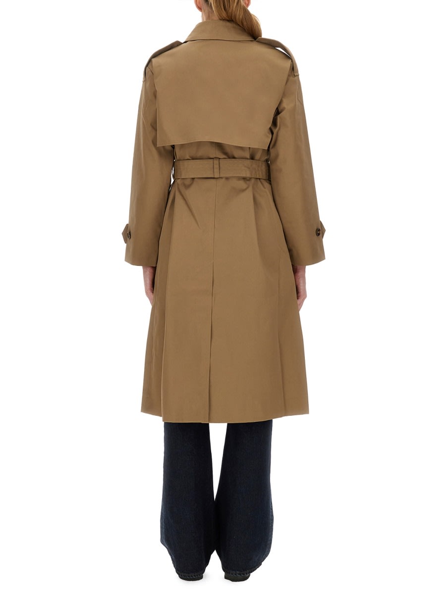 Barbour Double-breasted Belted Coat Epaulettes In Nude