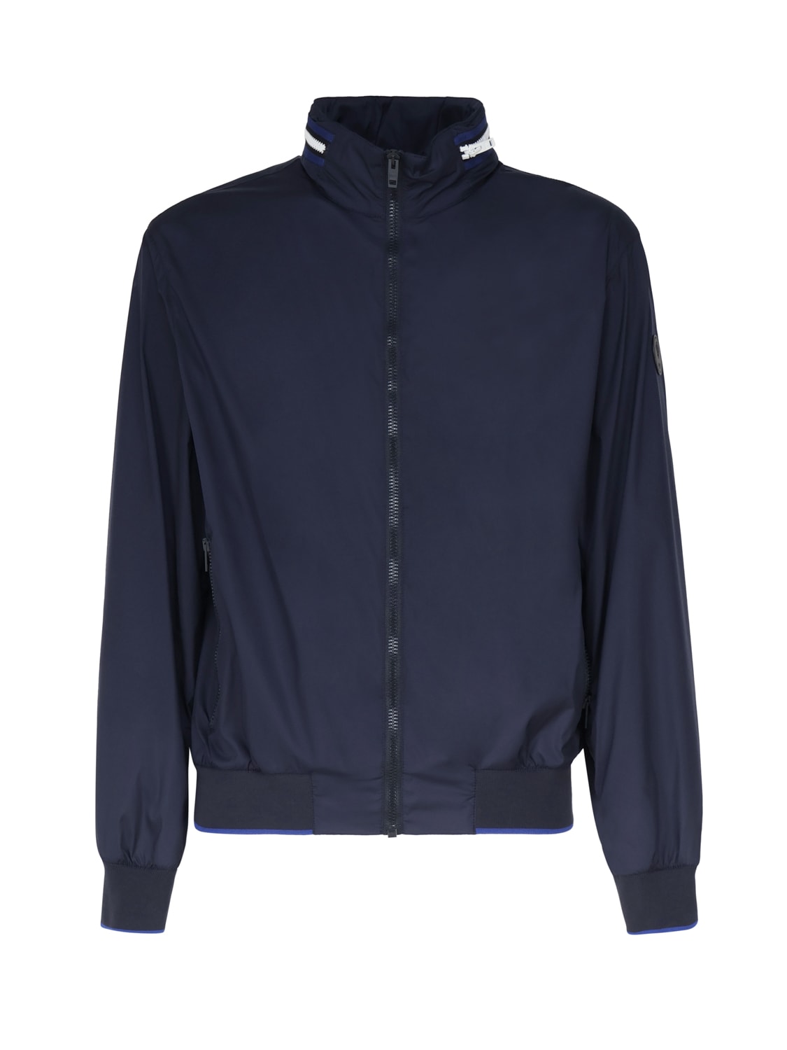 Shop Fay Jacket With Fabric Collar In Blue