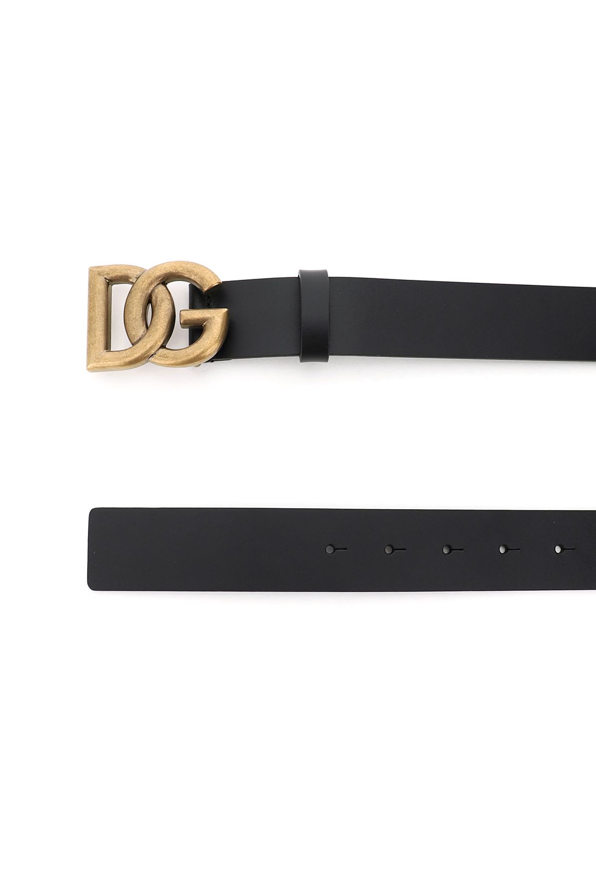Shop Dolce & Gabbana Lux Leather Belt With Crossed Dg Logo In Black