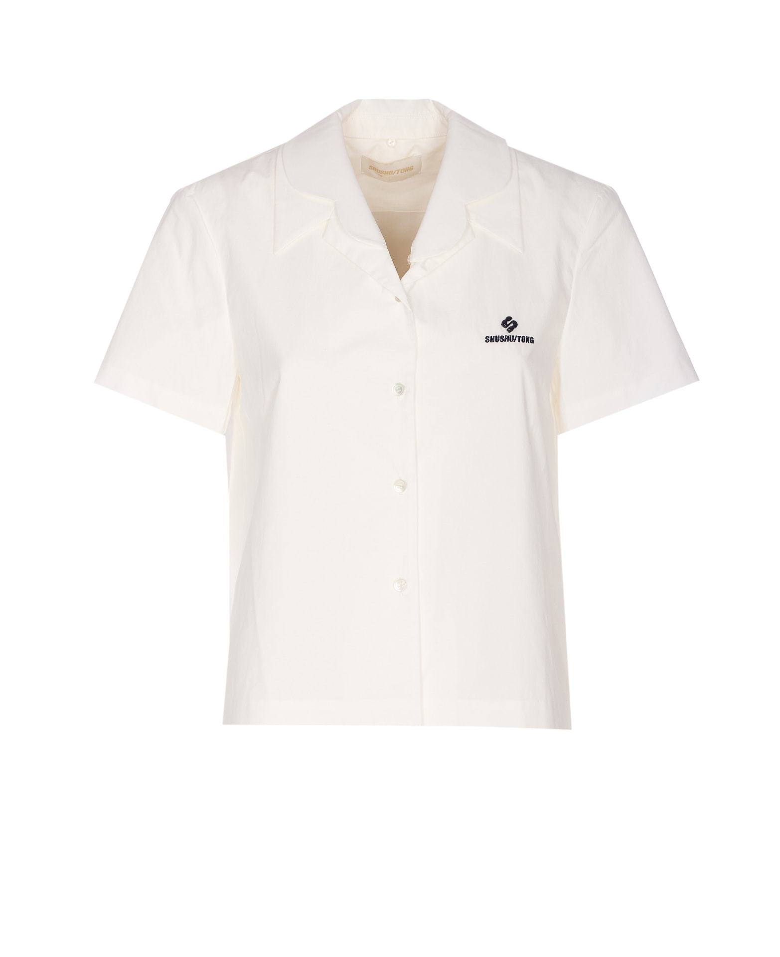 Shushu-tong Double Layered Collar Shirt In White