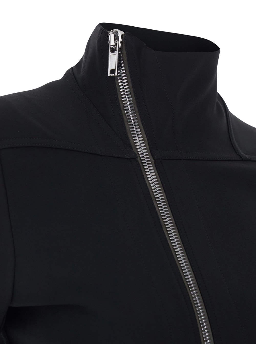 Rick Owens Gary Black Jacket With High Neck And Asymmetric Zip Closure In Viscose Blend Woman In Black