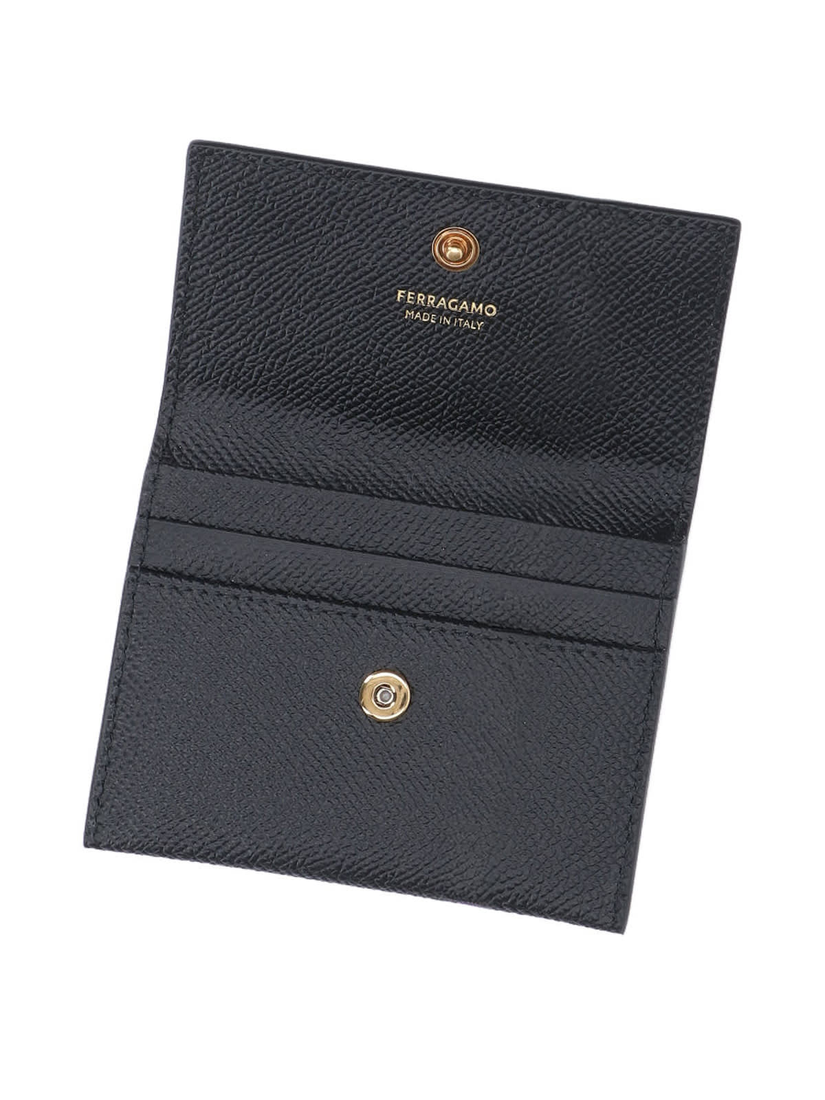Ferragamo Gancini Tri-fold Leather Wallet In Black