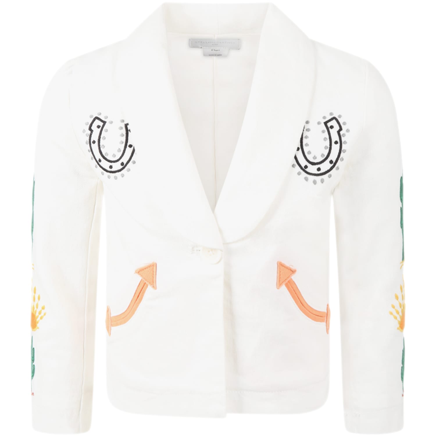 Stella McCartney Kids White Jacket For Kids With Emroidered Design