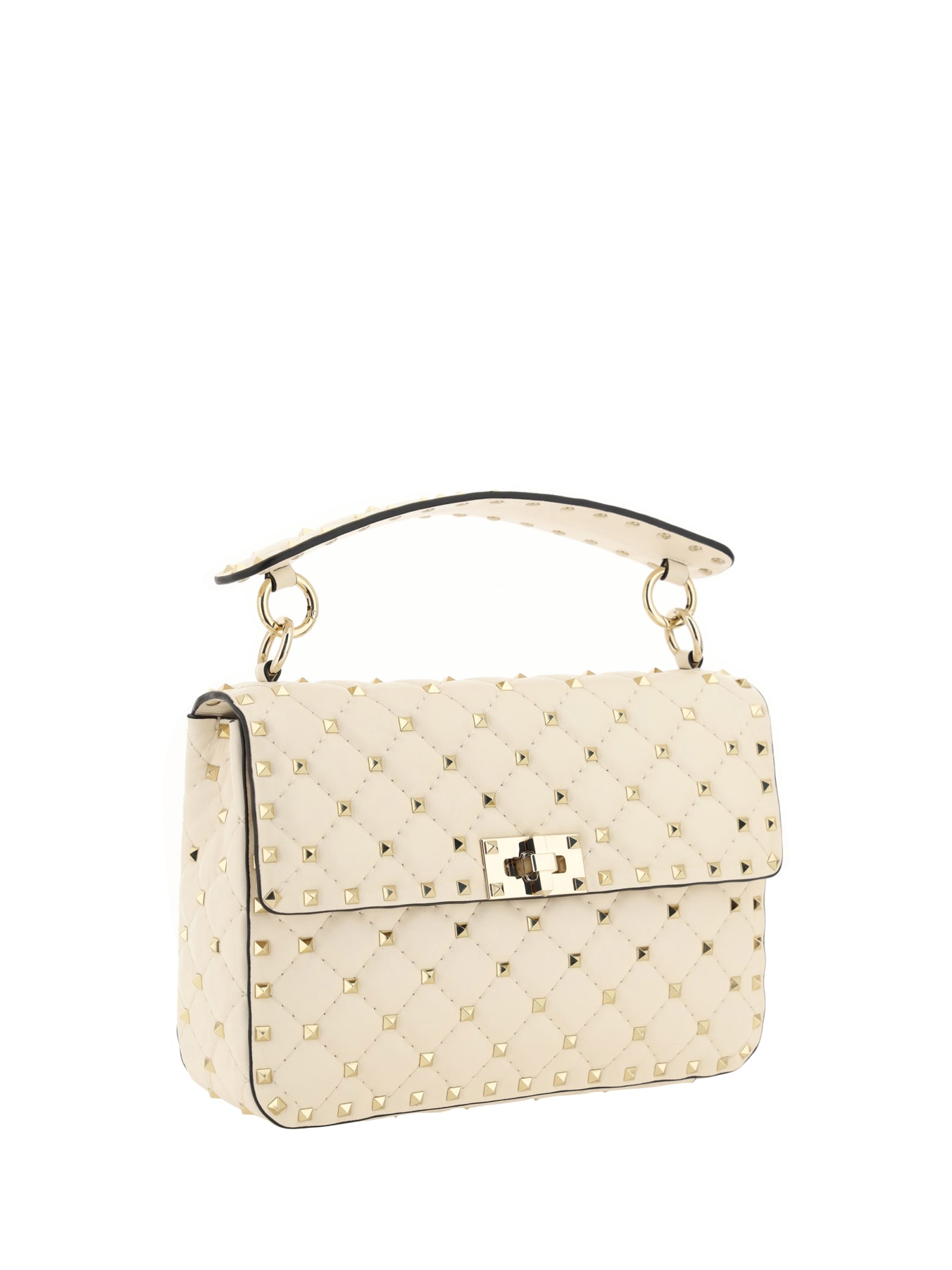 Shop Valentino Rockstud Spike Handbag In Light Ivory