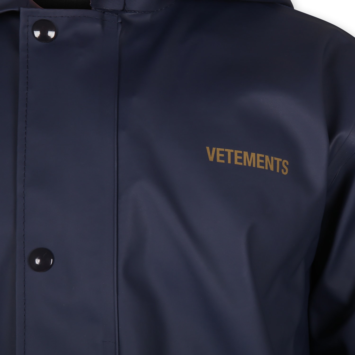 Shop Vetements Blue Raincoat For Kids With Logo