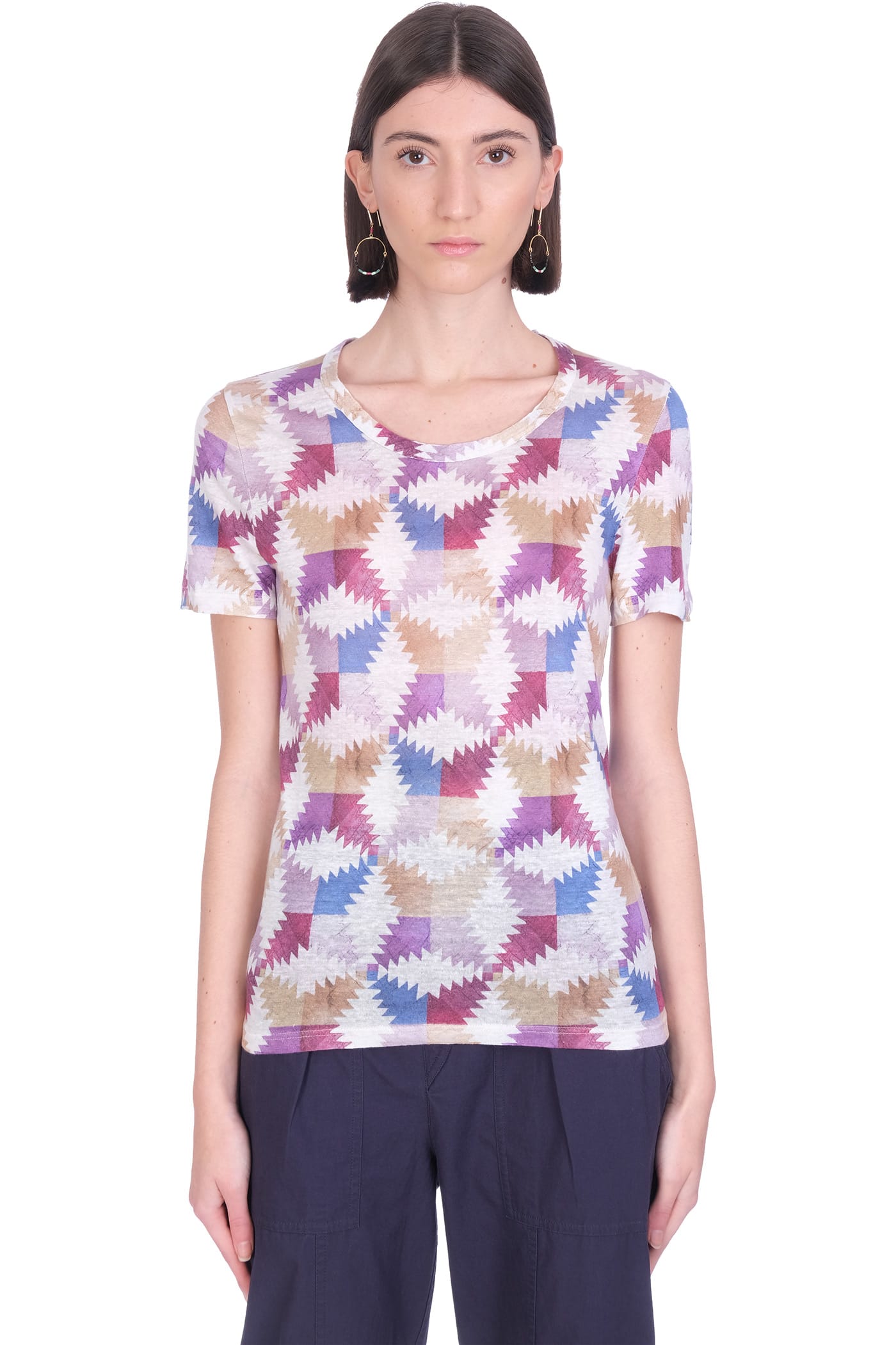 Isabel Marant Étoile Killiann T-shirt In Multicolor Linen