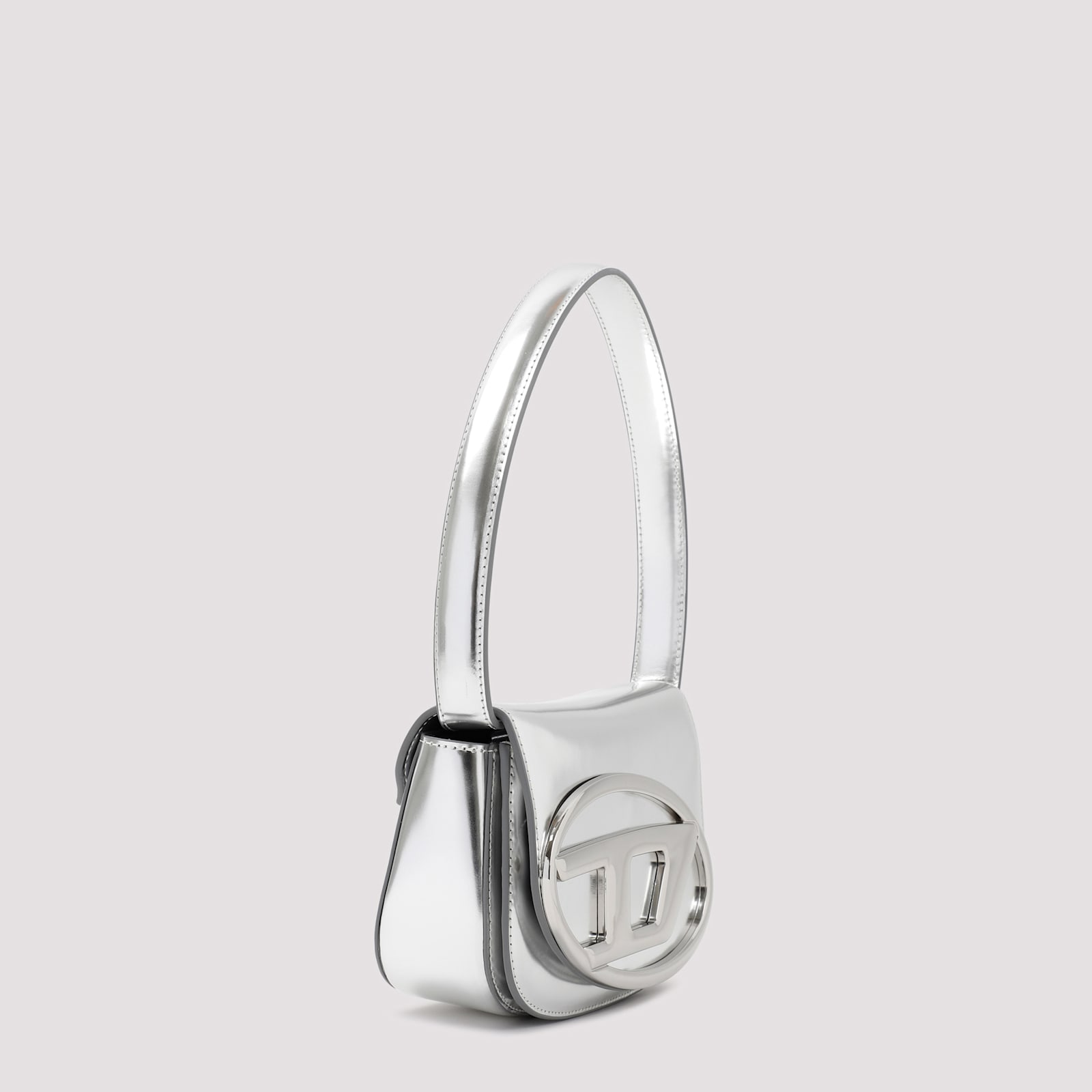 Diesel Silver Leather Handbag In Silver
